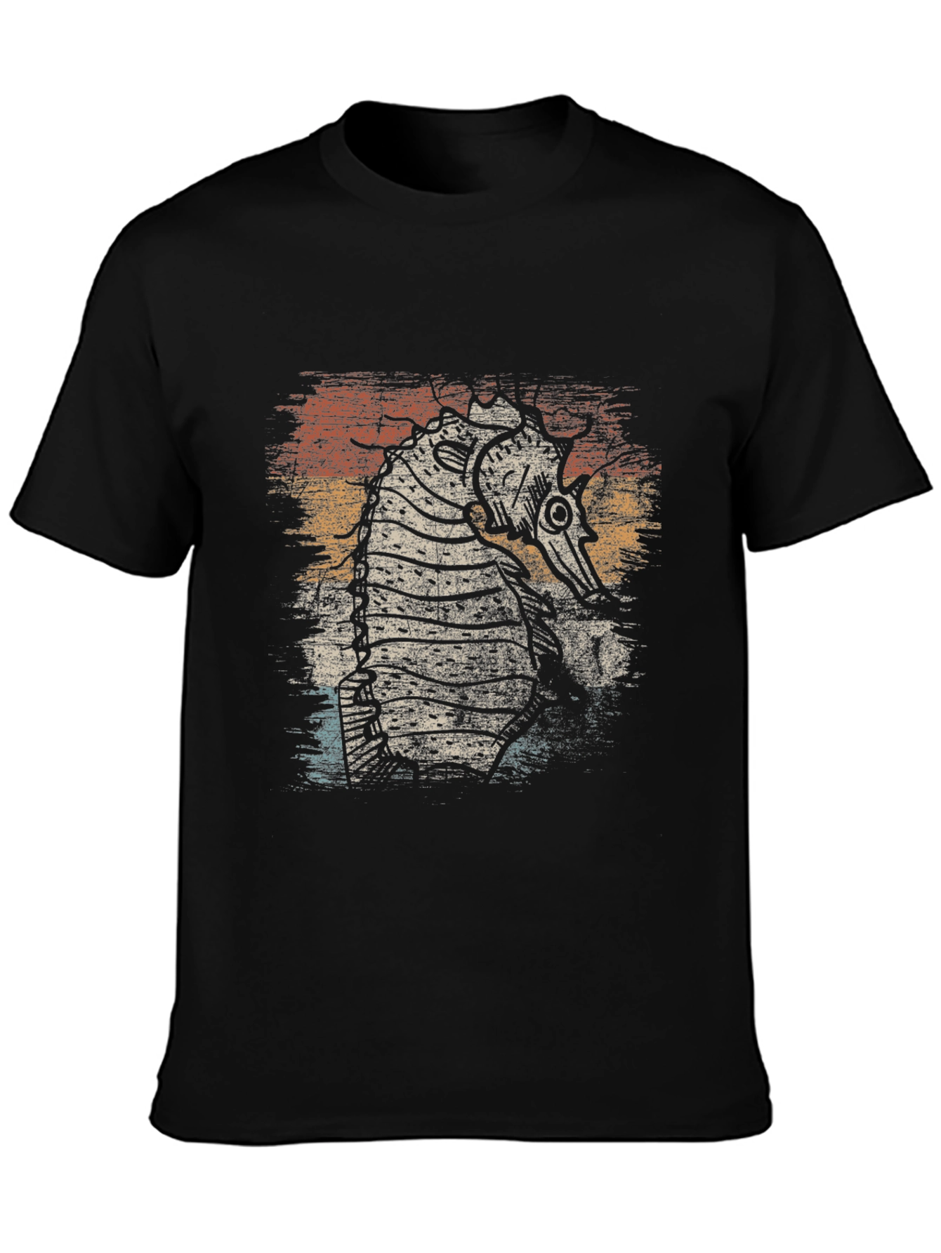 Steampunk Seahorse Graphic Tee - Retro Style