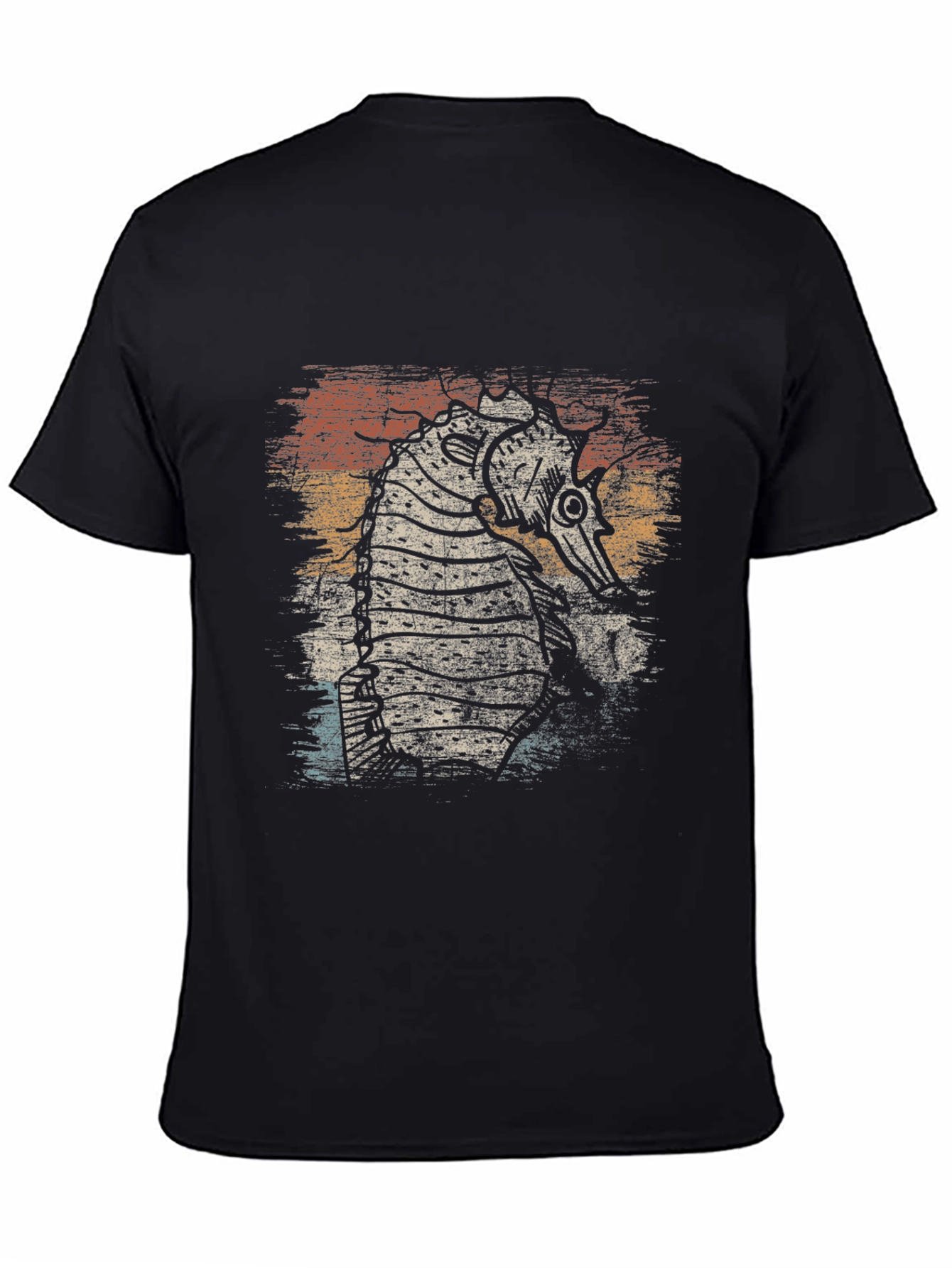 Steampunk Seahorse Graphic Tee - Retro Style