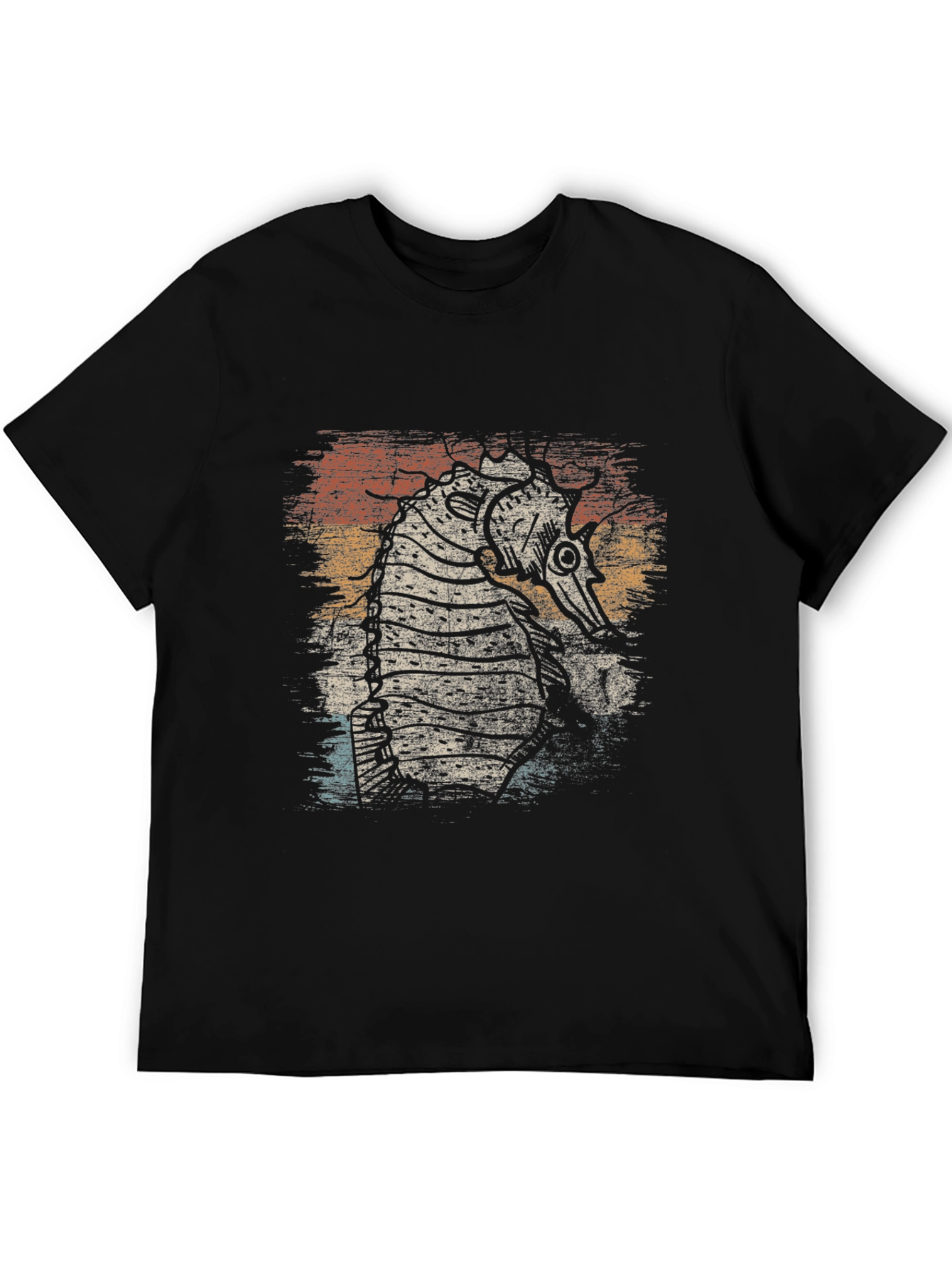 Steampunk Seahorse Graphic Tee - Retro Style