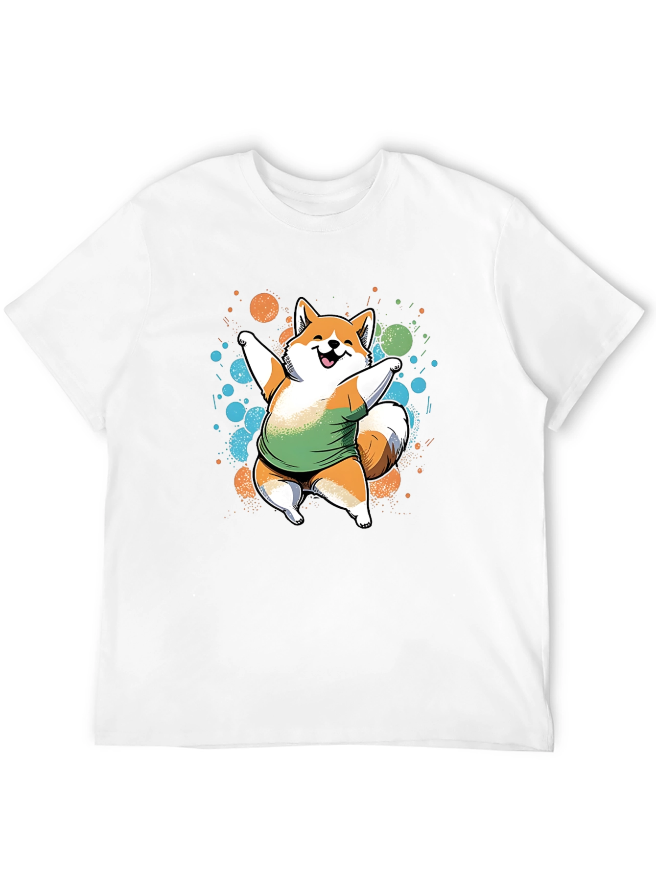 Dancing Shiba Inu Graphic Tee - Casual Black T-Shirt