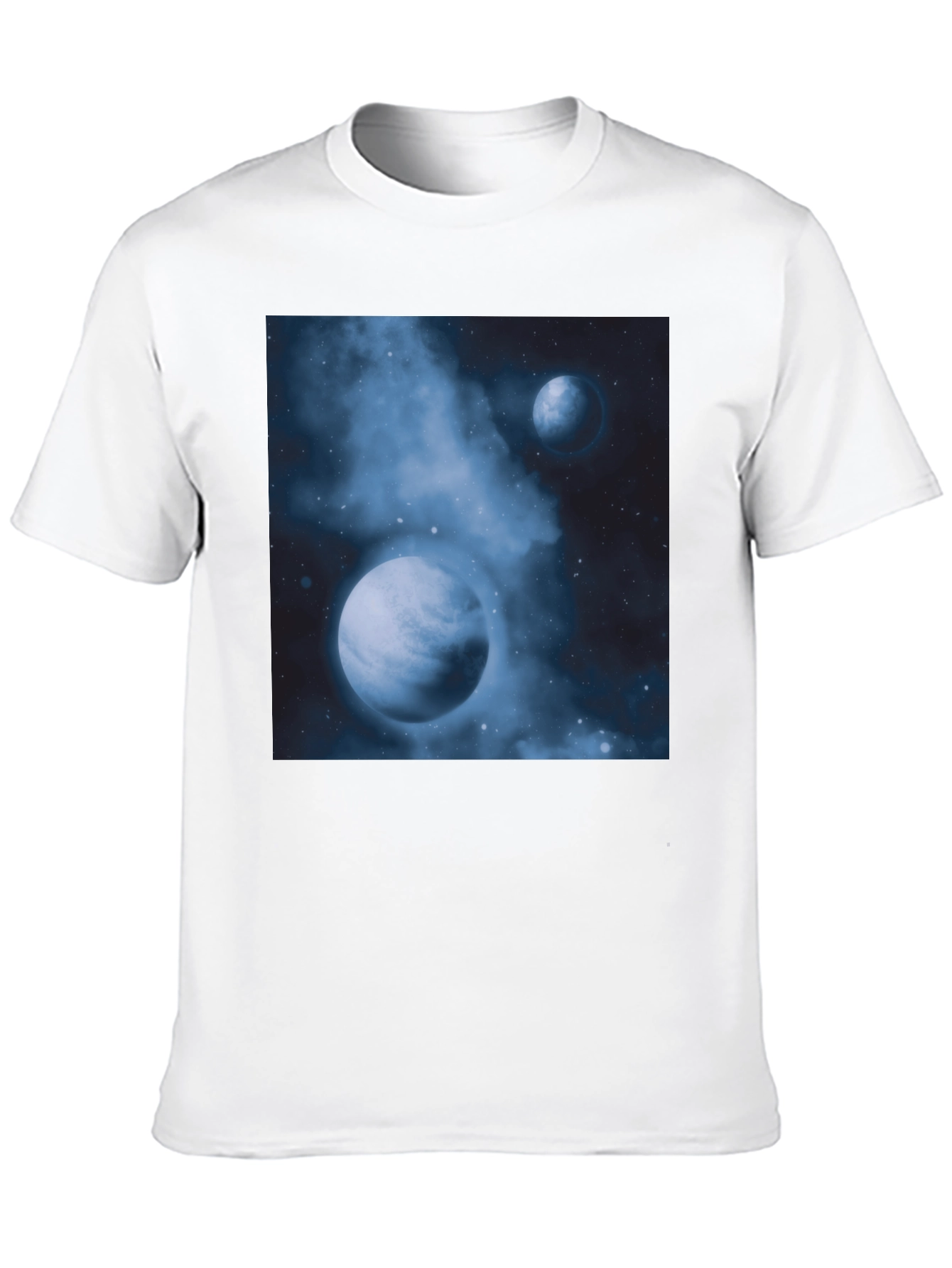 Nebula Planets Graphic Tee - Cosmic Black Cotton T-Shirt