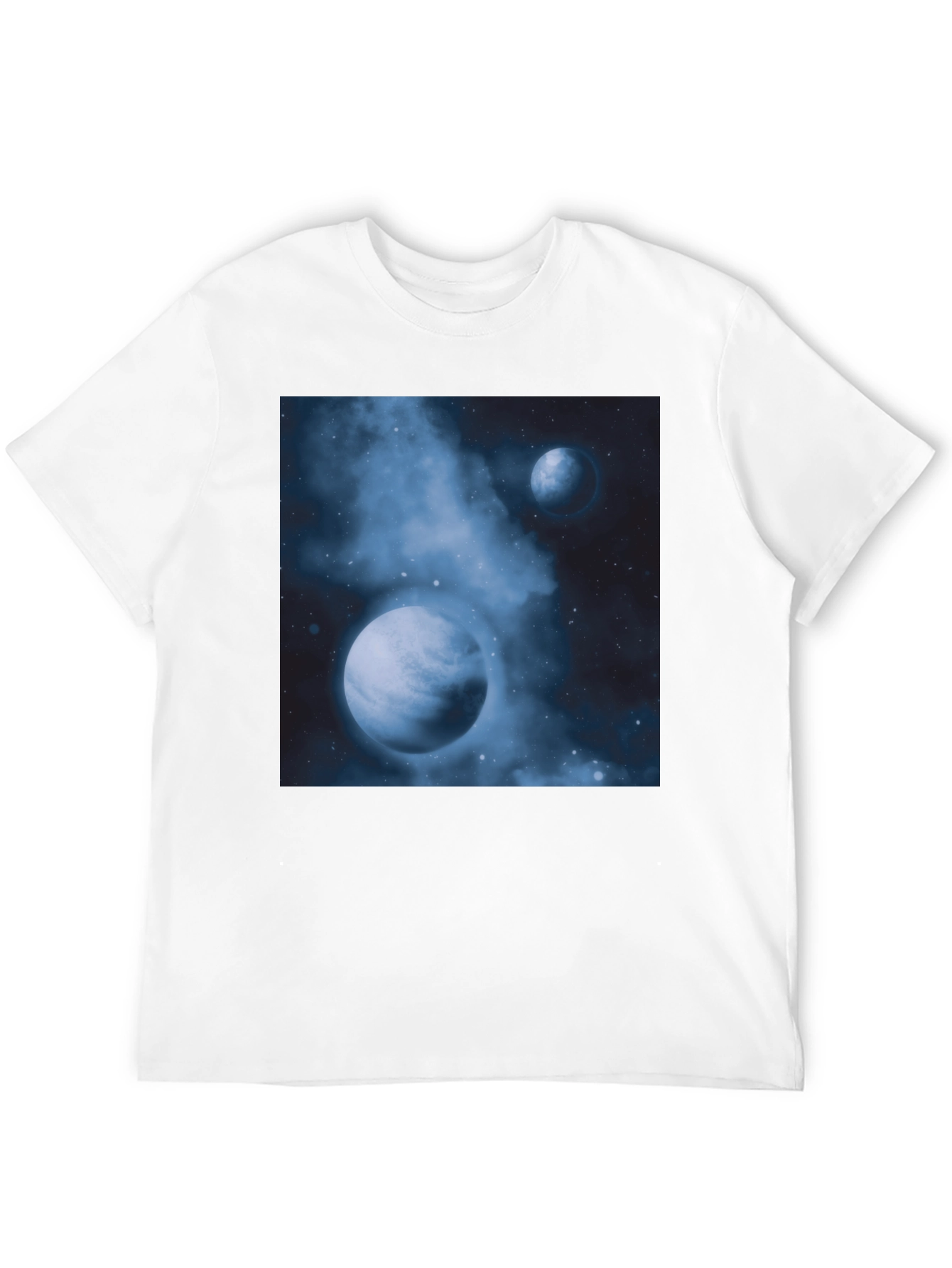 Nebula Planets Graphic Tee - Cosmic Black Cotton T-Shirt