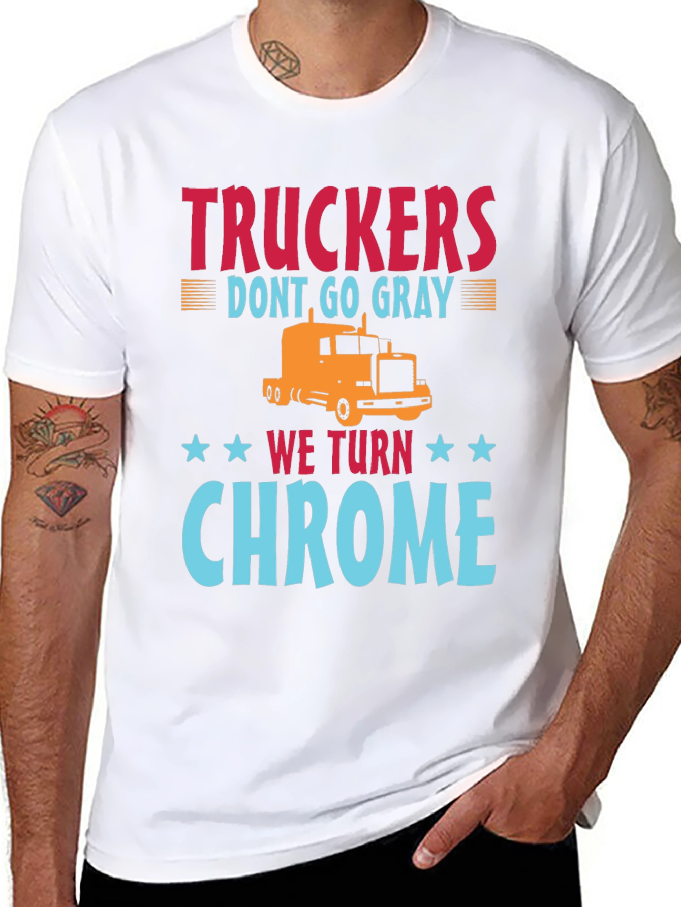 Trucker Chrome T-Shirt - Bold Graphic Tee
