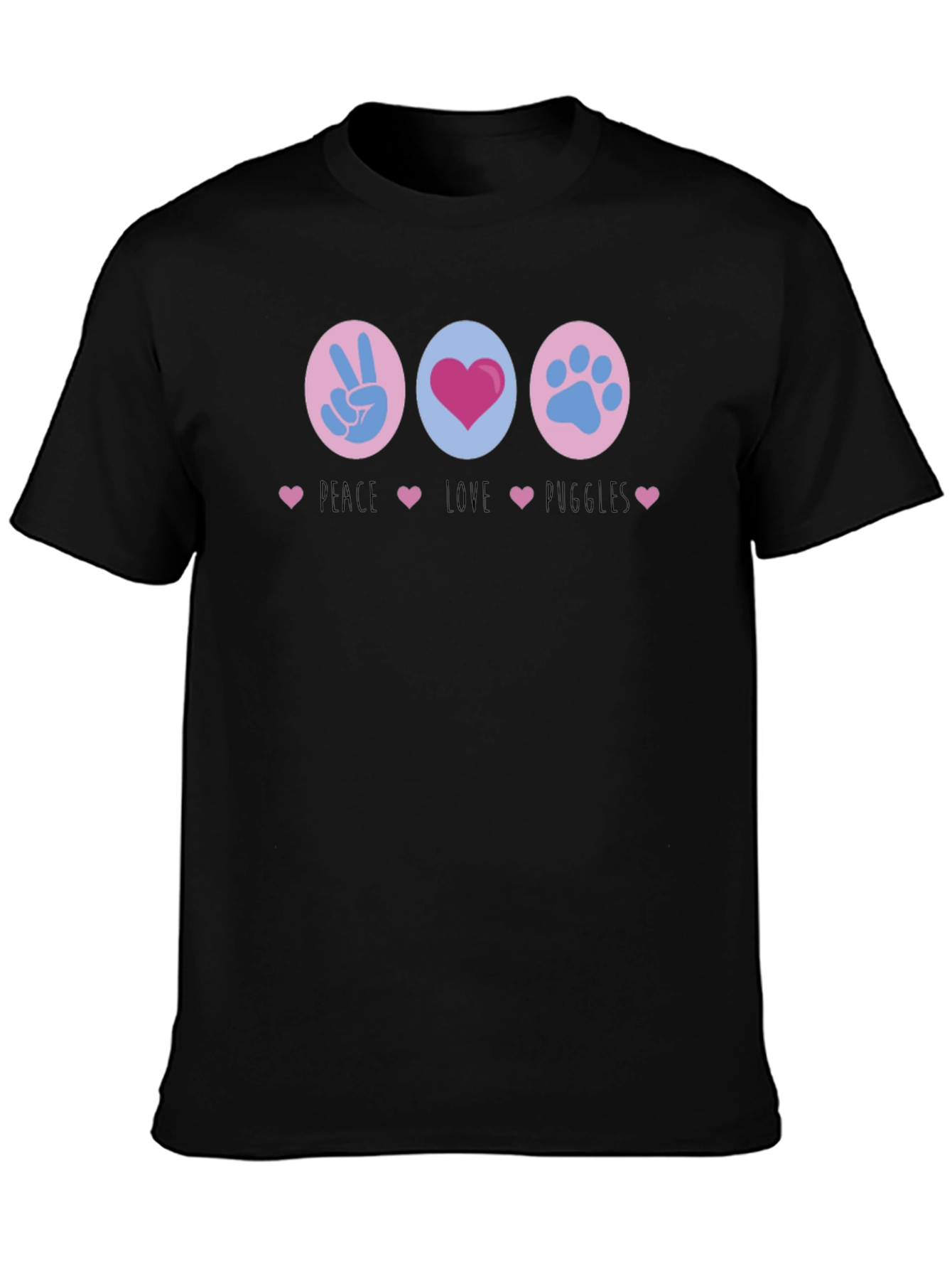 Peace Love Puggles Graphic T-Shirt