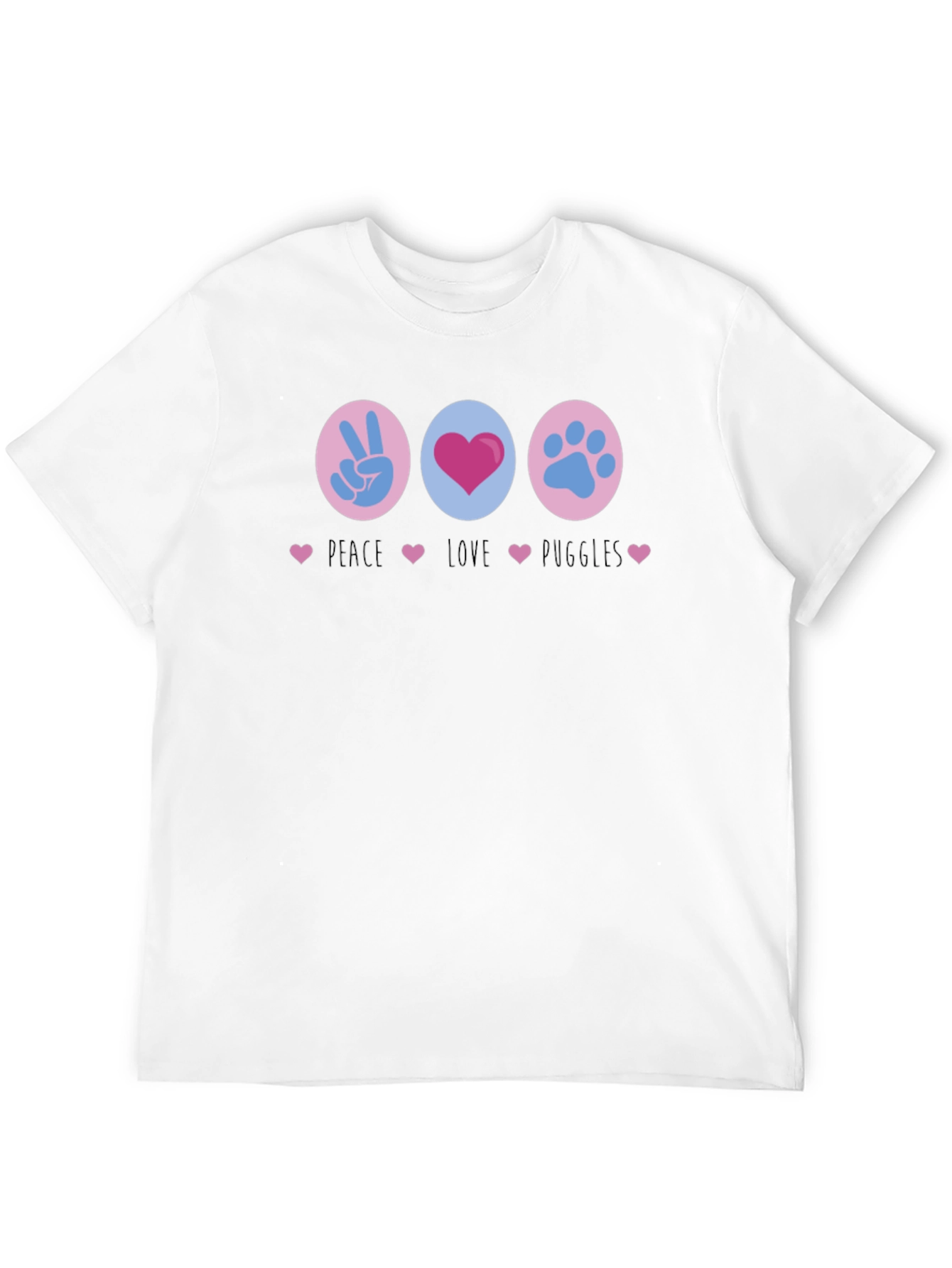 Peace Love Puggles Graphic T-Shirt