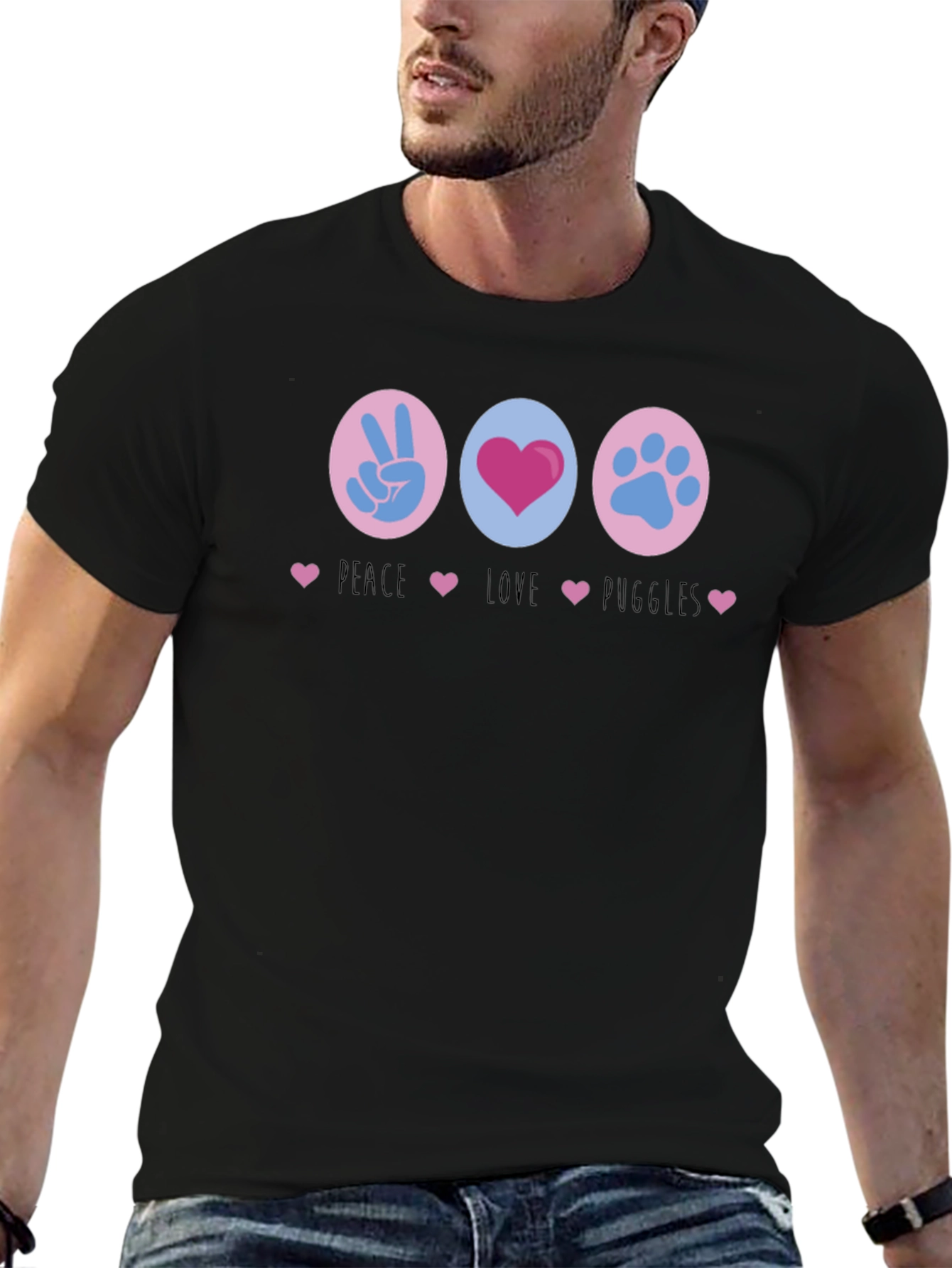 Peace Love Puggles Graphic T-Shirt