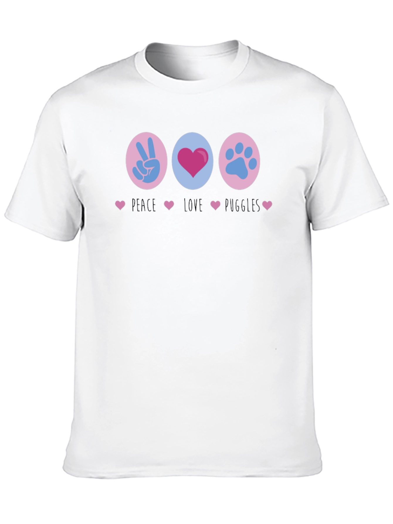Peace Love Puggles Graphic T-Shirt
