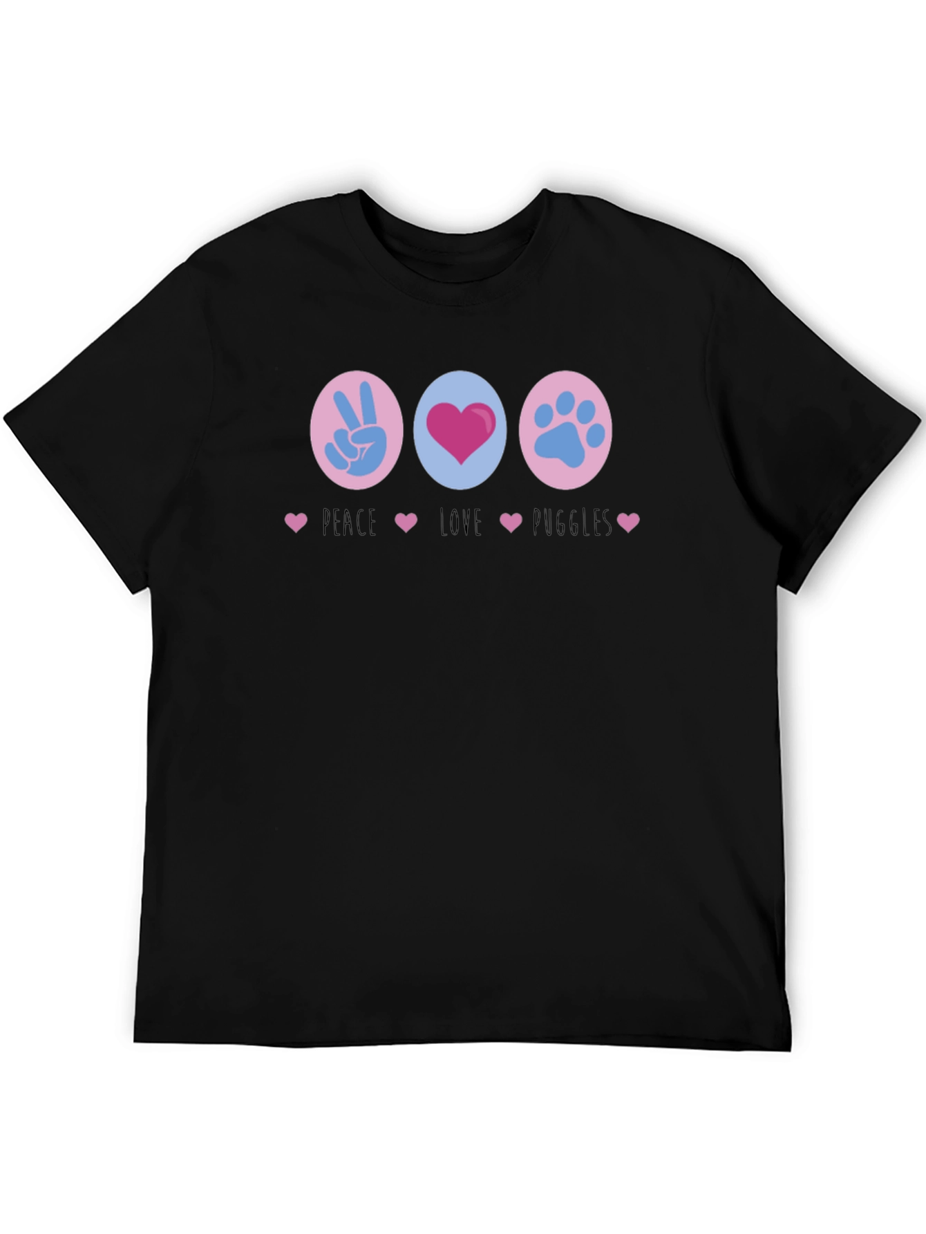 Peace Love Puggles Graphic T-Shirt