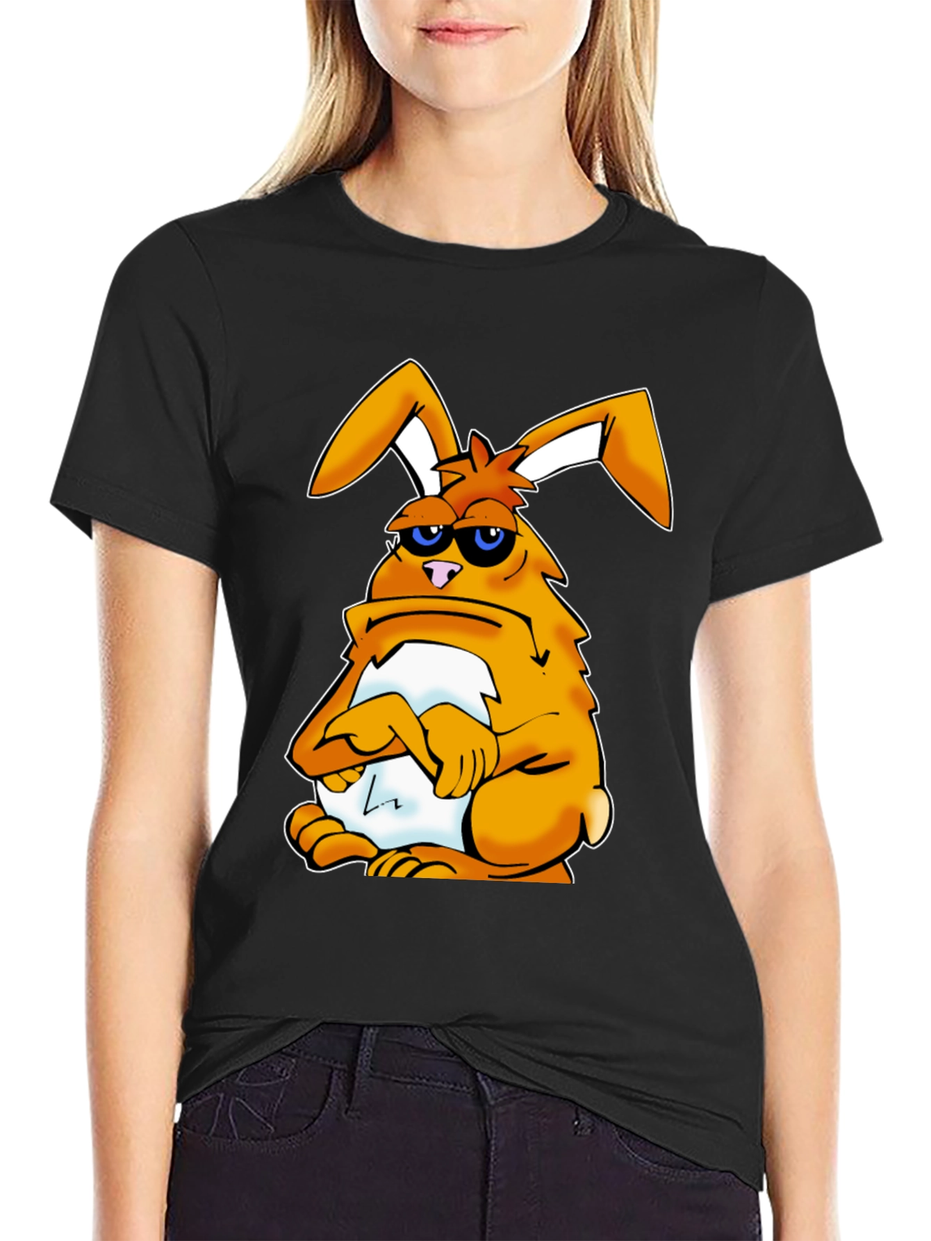 Grumpy Bunny T-Shirt - Funny Cartoon Rabbit Tee