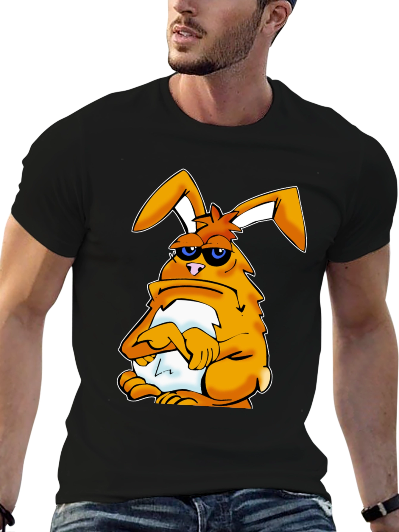 Grumpy Bunny T-Shirt - Funny Cartoon Rabbit Tee