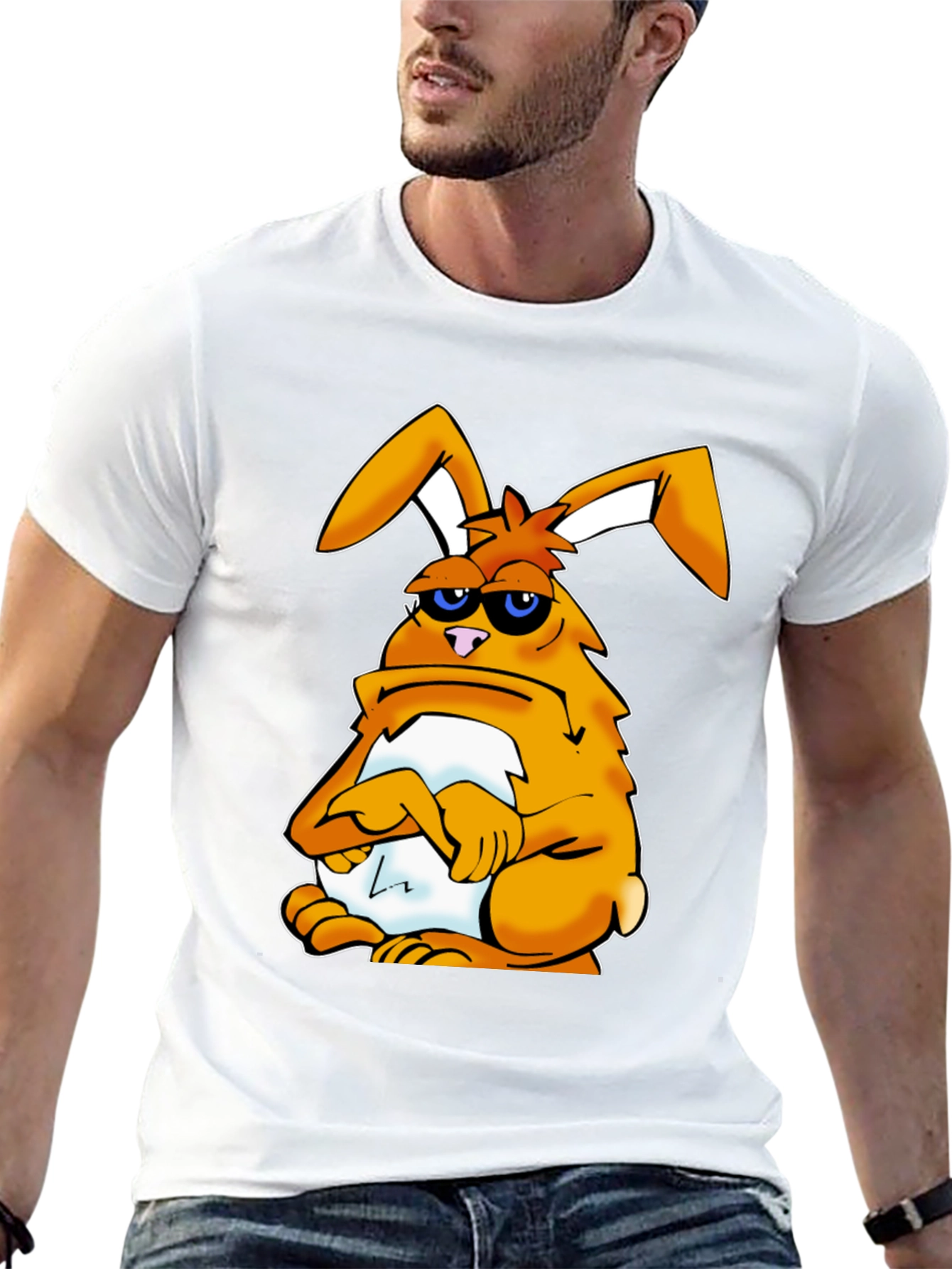 Grumpy Bunny T-Shirt - Funny Cartoon Rabbit Tee