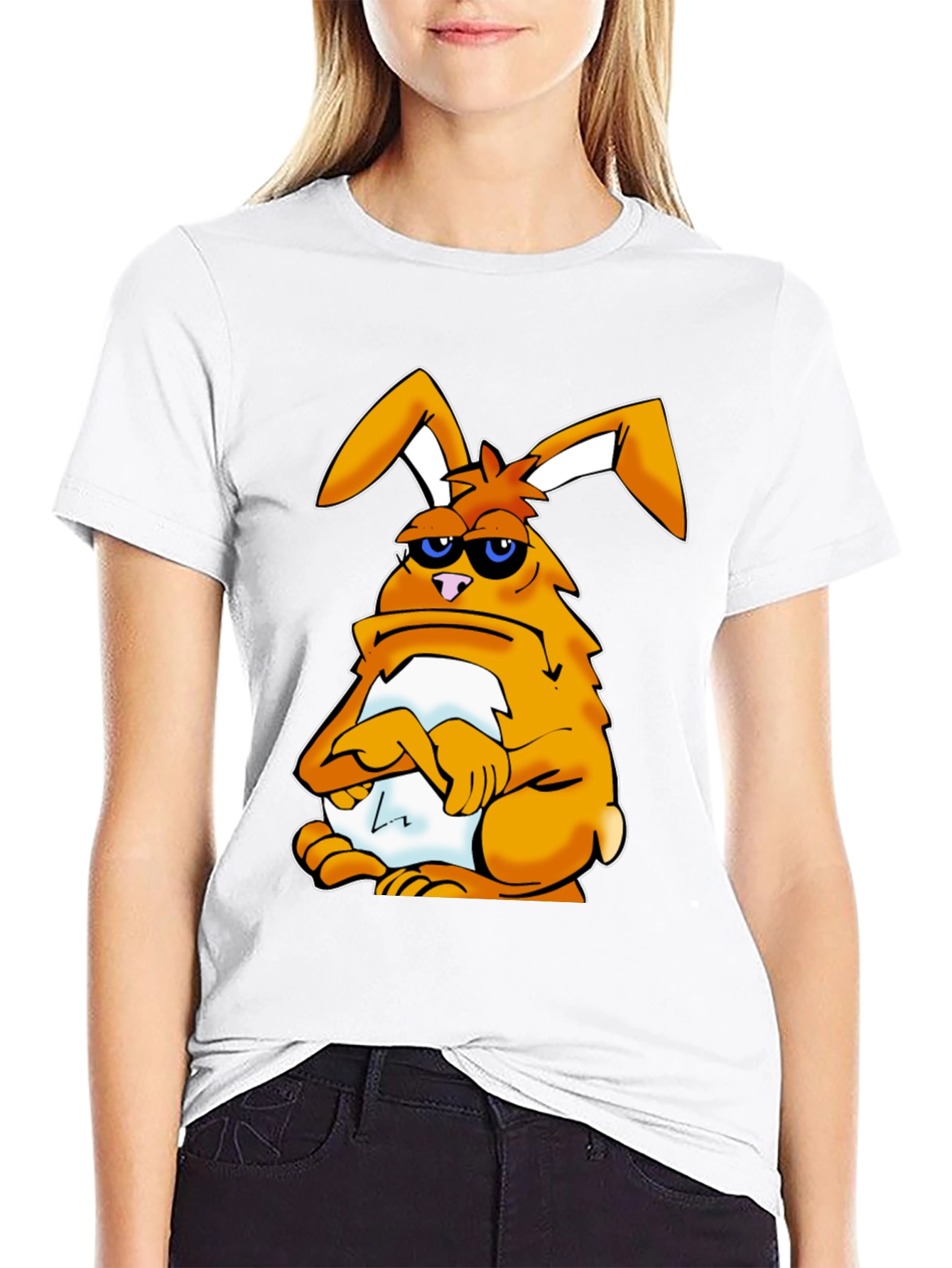 Grumpy Bunny T-Shirt - Funny Cartoon Rabbit Tee