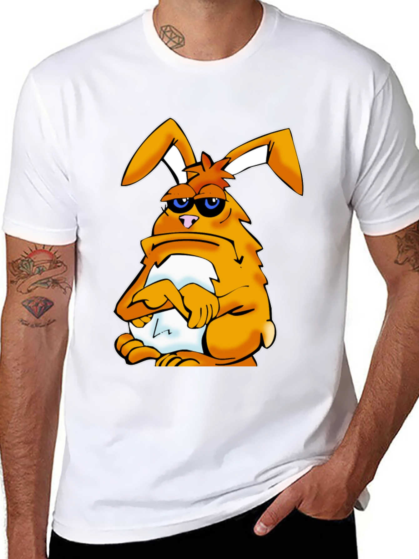 Grumpy Bunny T-Shirt - Funny Cartoon Rabbit Tee