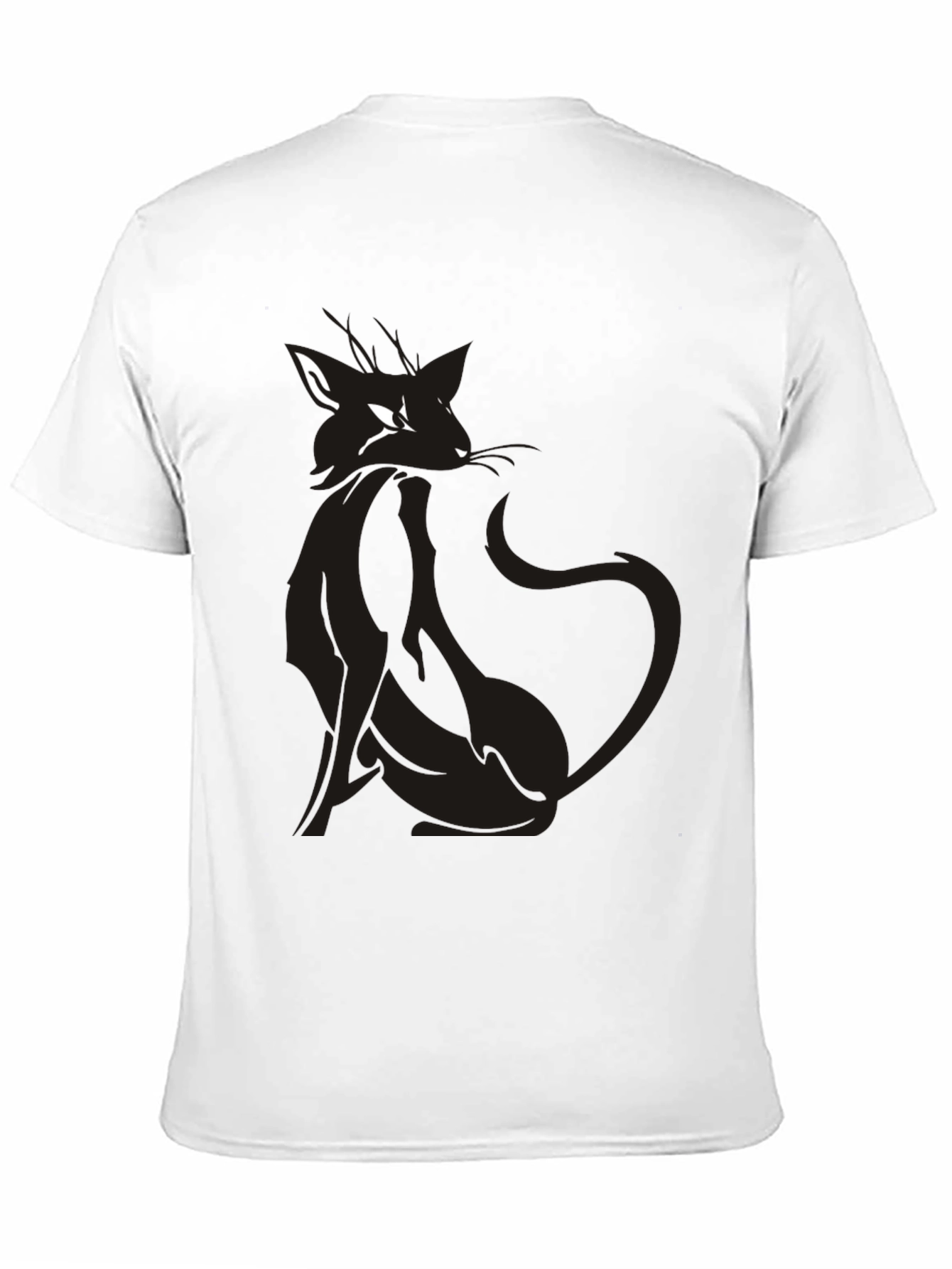 Mens Black T-Shirt with Stylish Cat Graphic