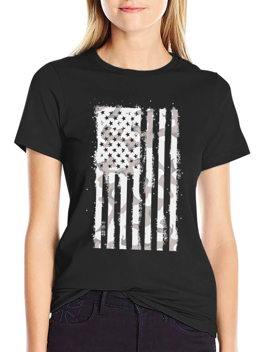 Distressed American Flag Camo Graphic T-Shirt