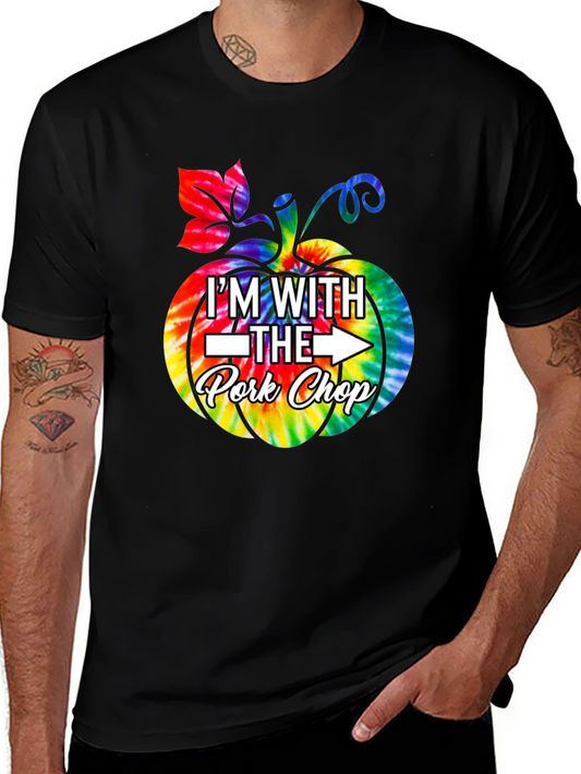 Im With The Pork Chop Pumpkin Tie-Dye T-Shirt