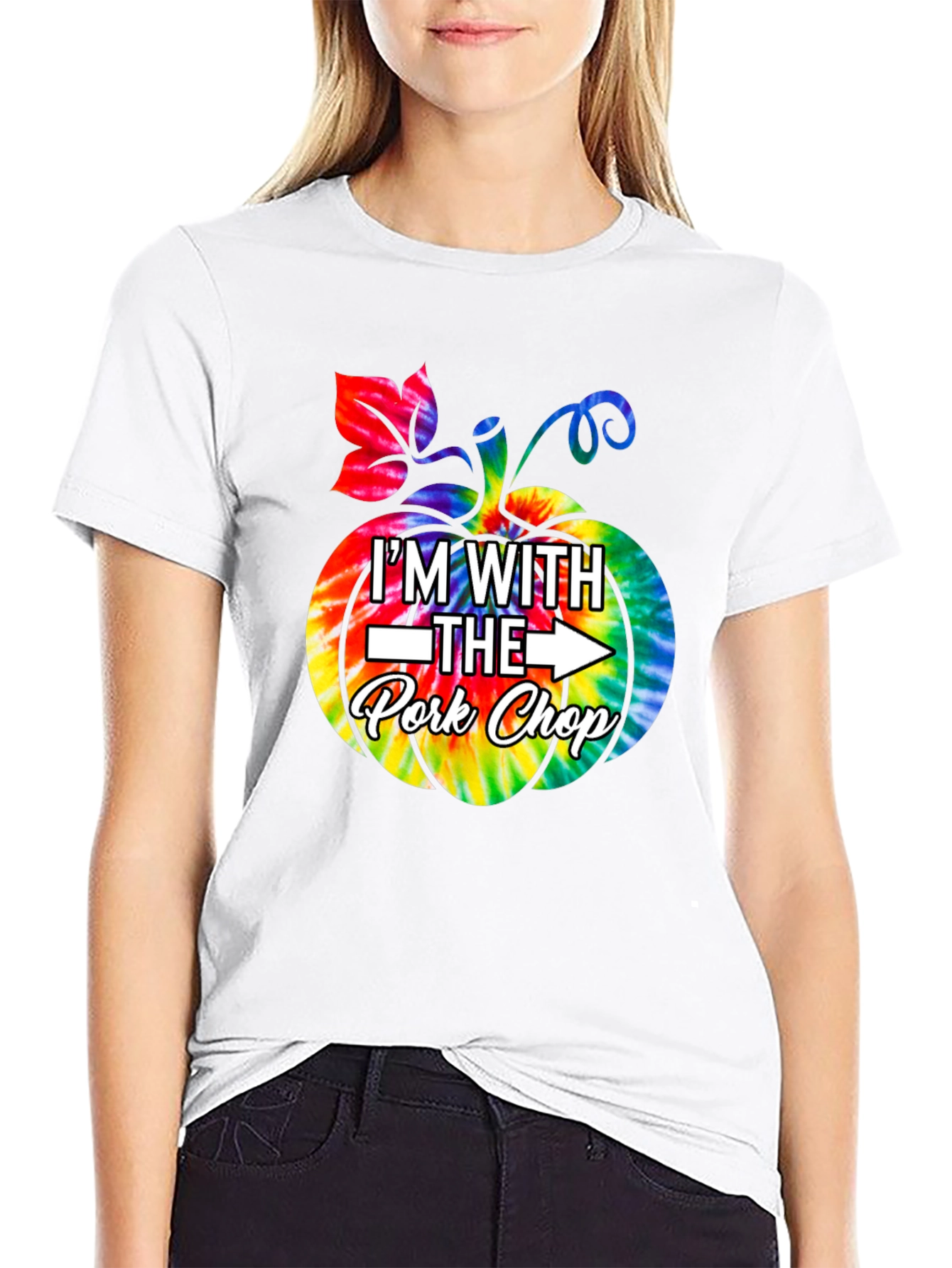 Im With The Pork Chop Pumpkin Tie-Dye T-Shirt