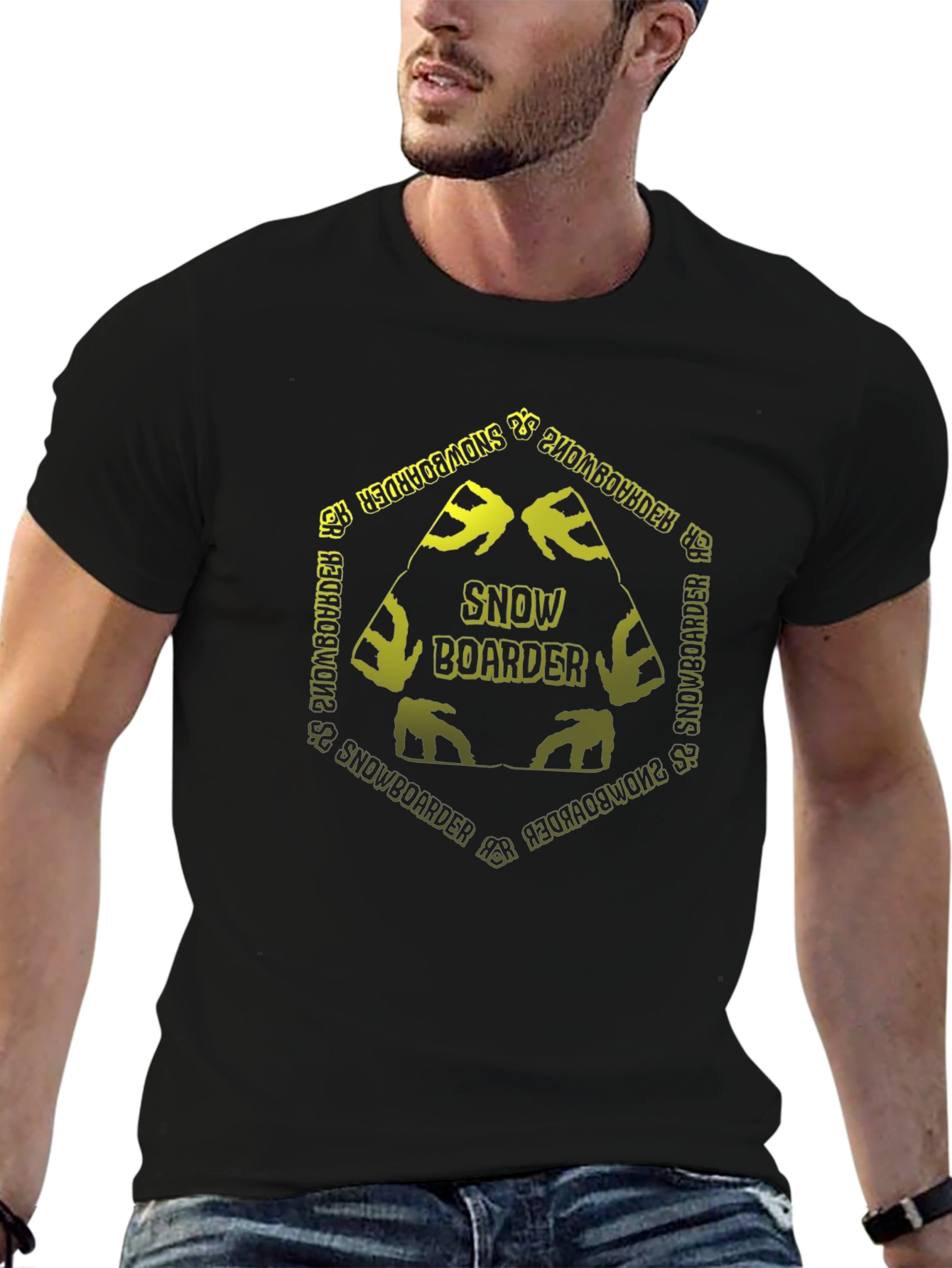Snowboarder Graphic Tee - Black Cotton T-Shirt