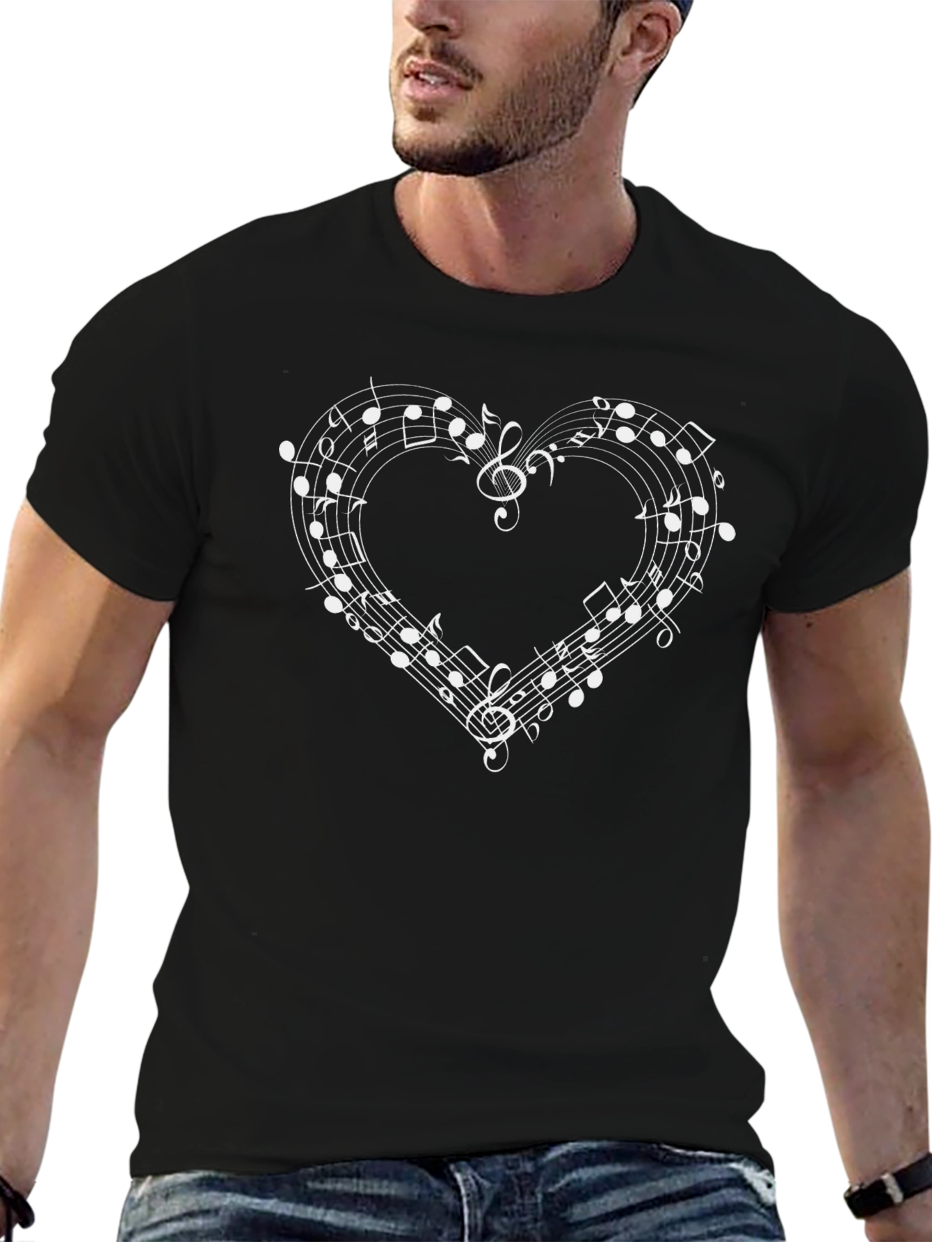 Musical Heart T-Shirt - Black Cotton Tee