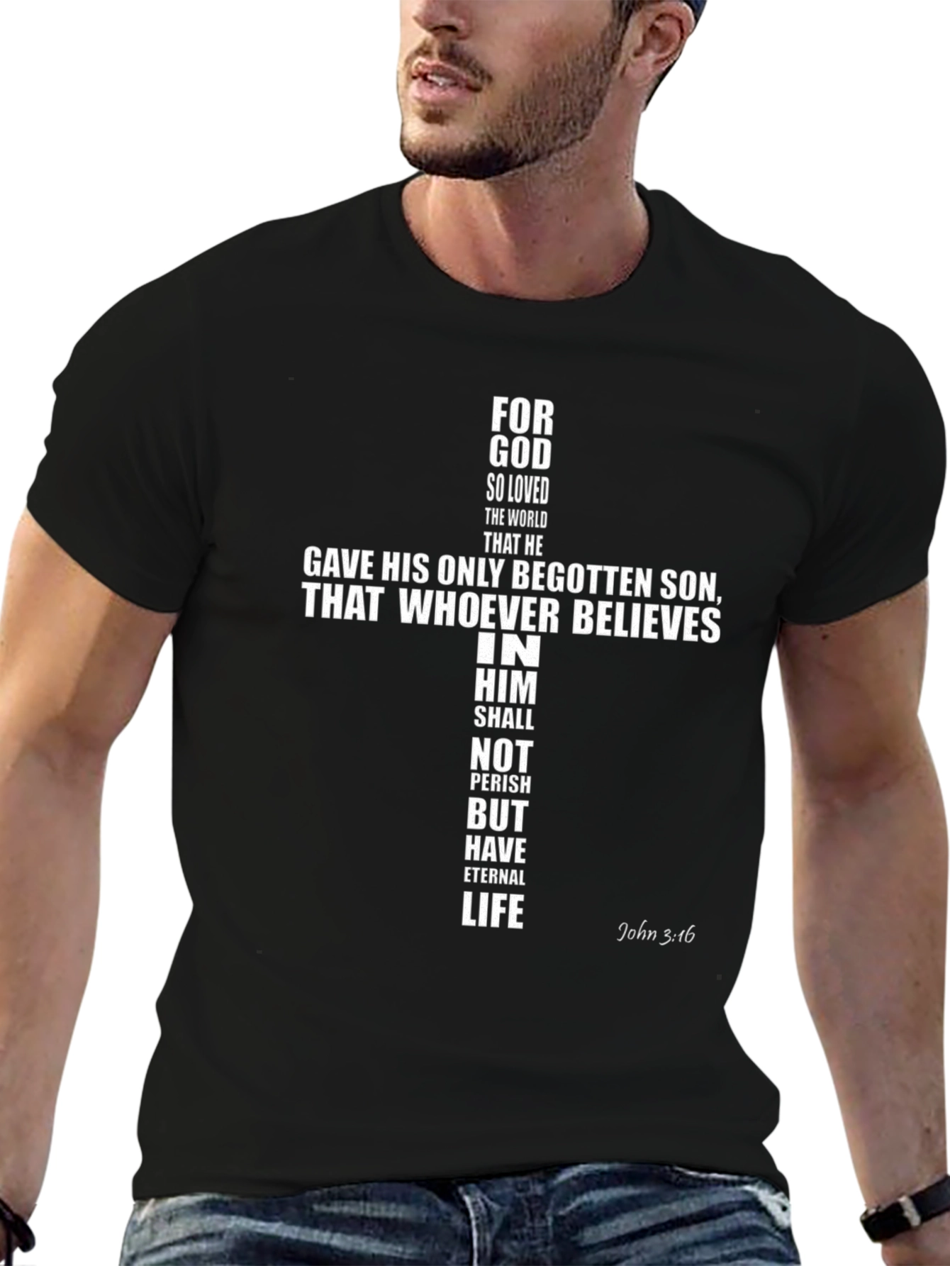 Faith-Based Graphic Tee - John 3:16 Cross Design