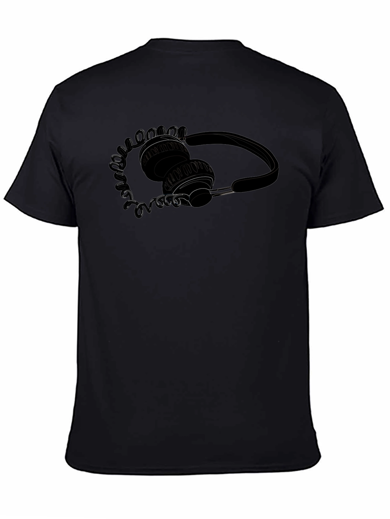 Headphone Graphic Tee - Stylish Black T-Shirt