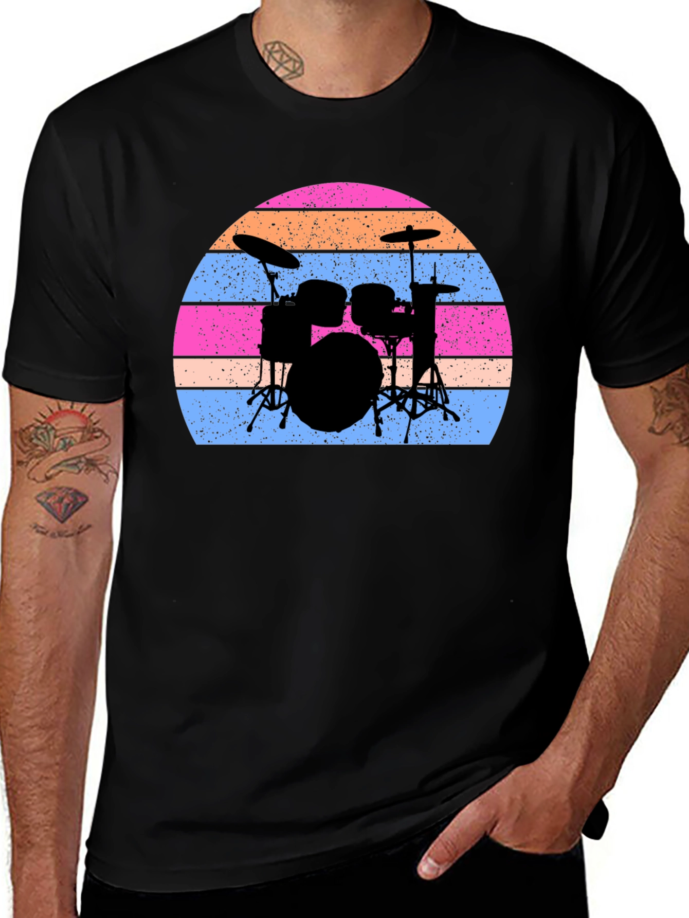 Drum Set Sunset Graphic Tee