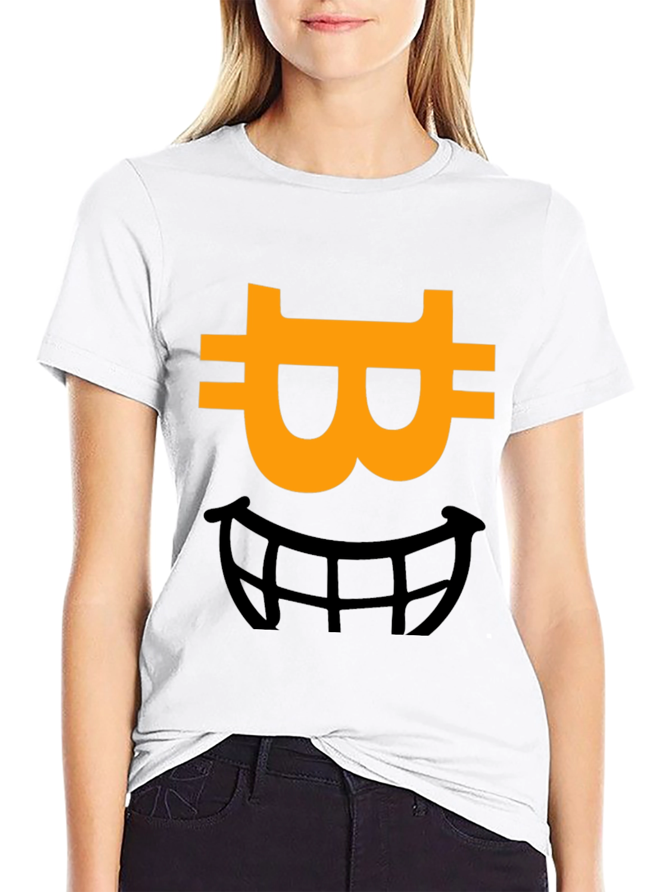 Bitcoin Smile Graphic Tee - Black Cotton Blend