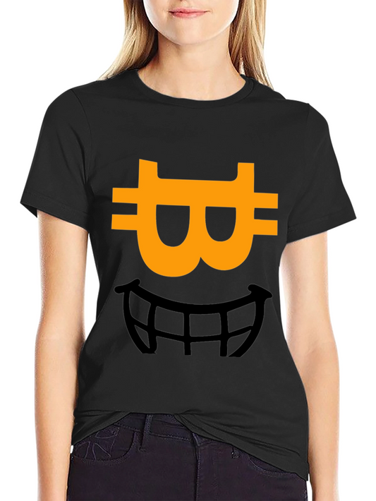 Bitcoin Smile Graphic Tee - Black Cotton Blend