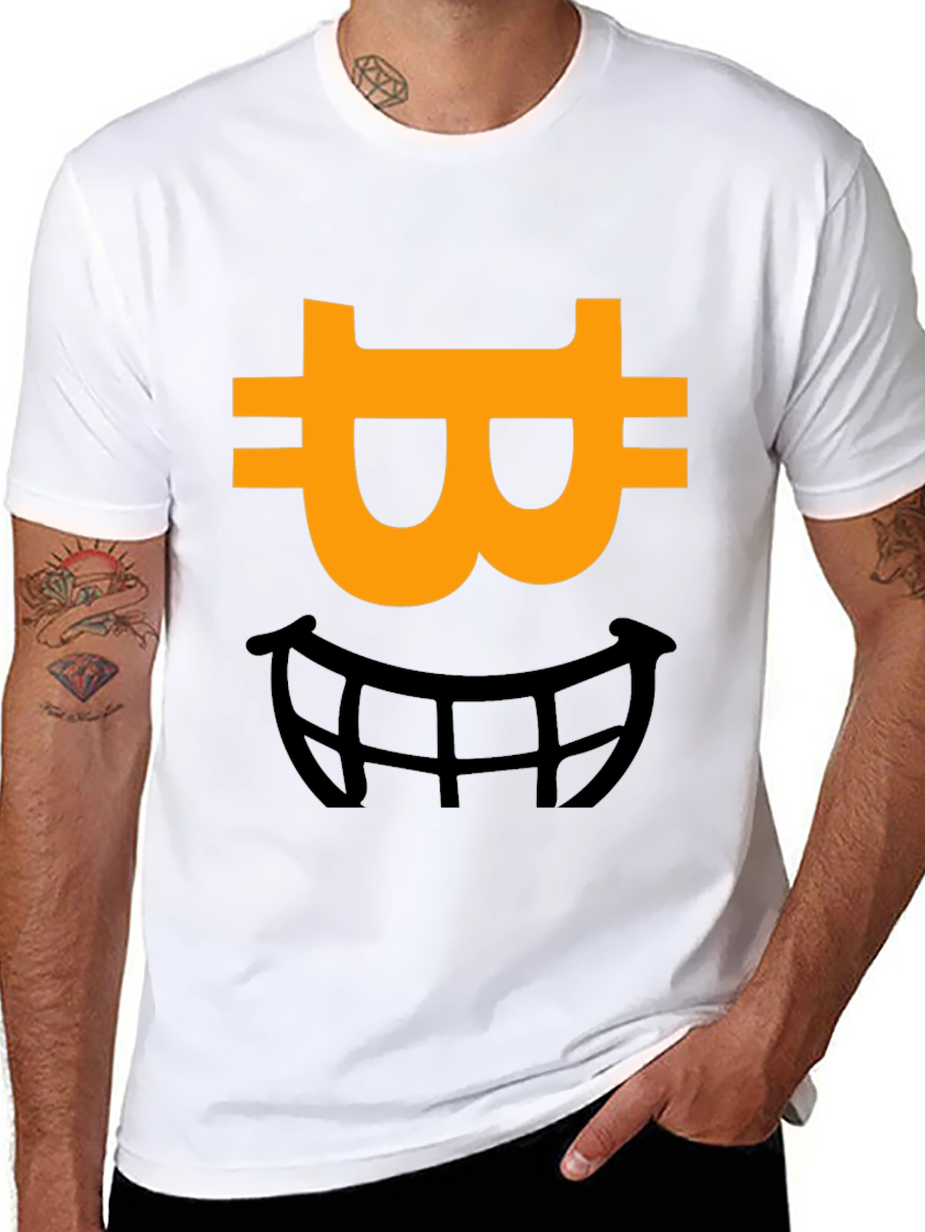 Bitcoin Smile Graphic Tee - Black Cotton Blend