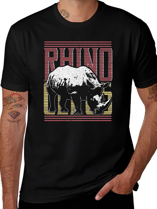 Rhino Graphic Tee - Vintage Style Mens T-Shirt