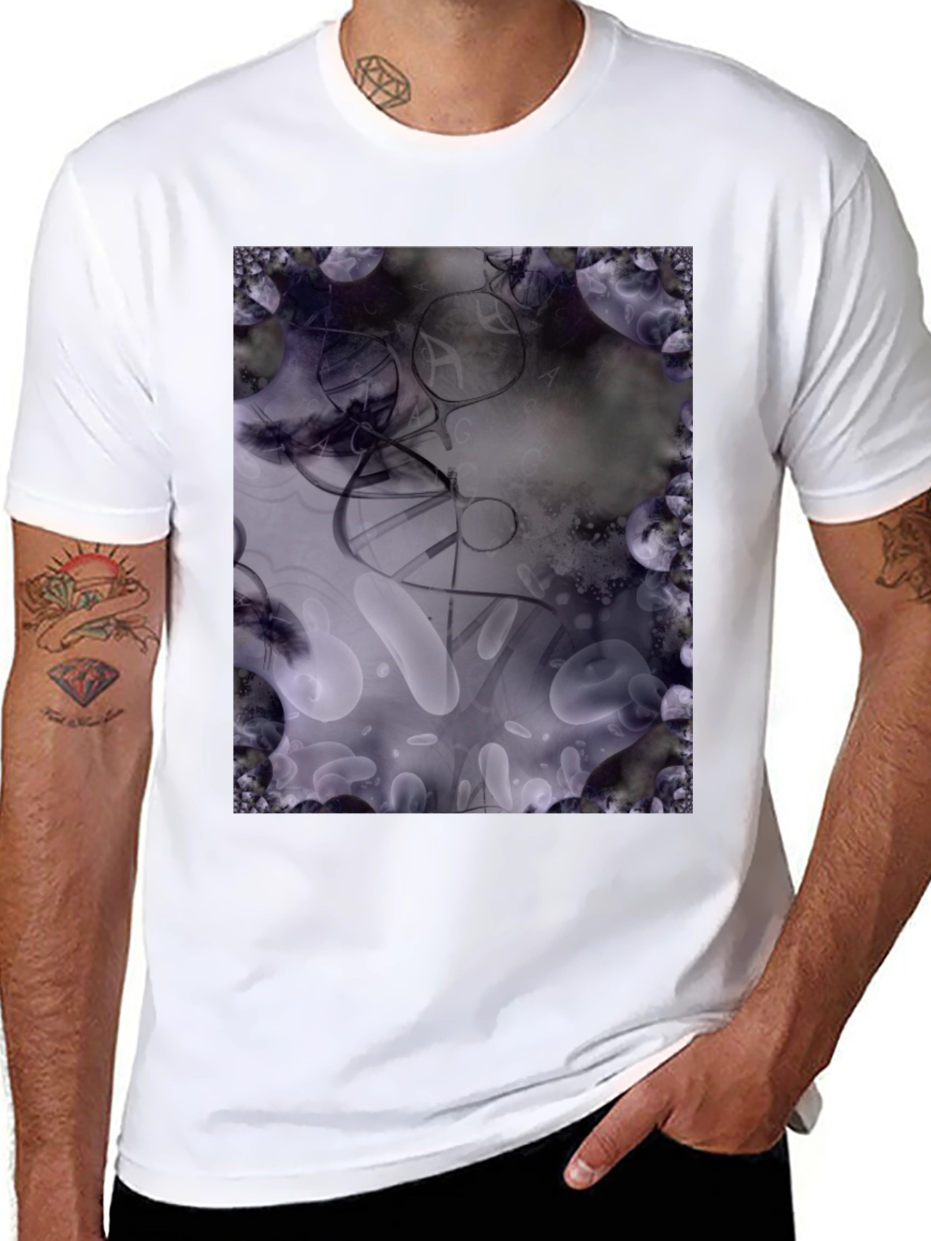 Abstract Art T-Shirt: Black Cotton Blend Tee