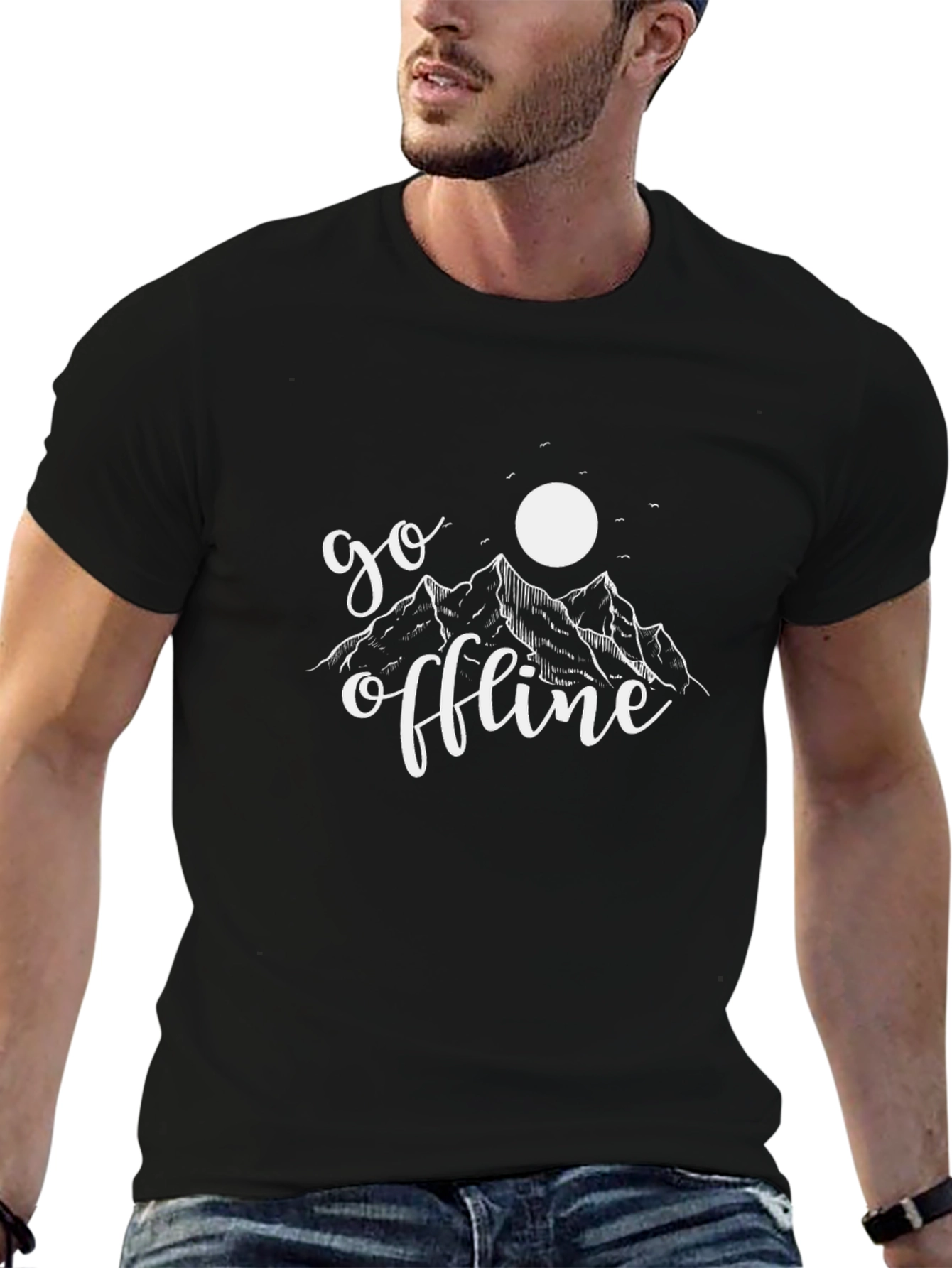 Go Offline Black T-Shirt - Nature Lover Tee