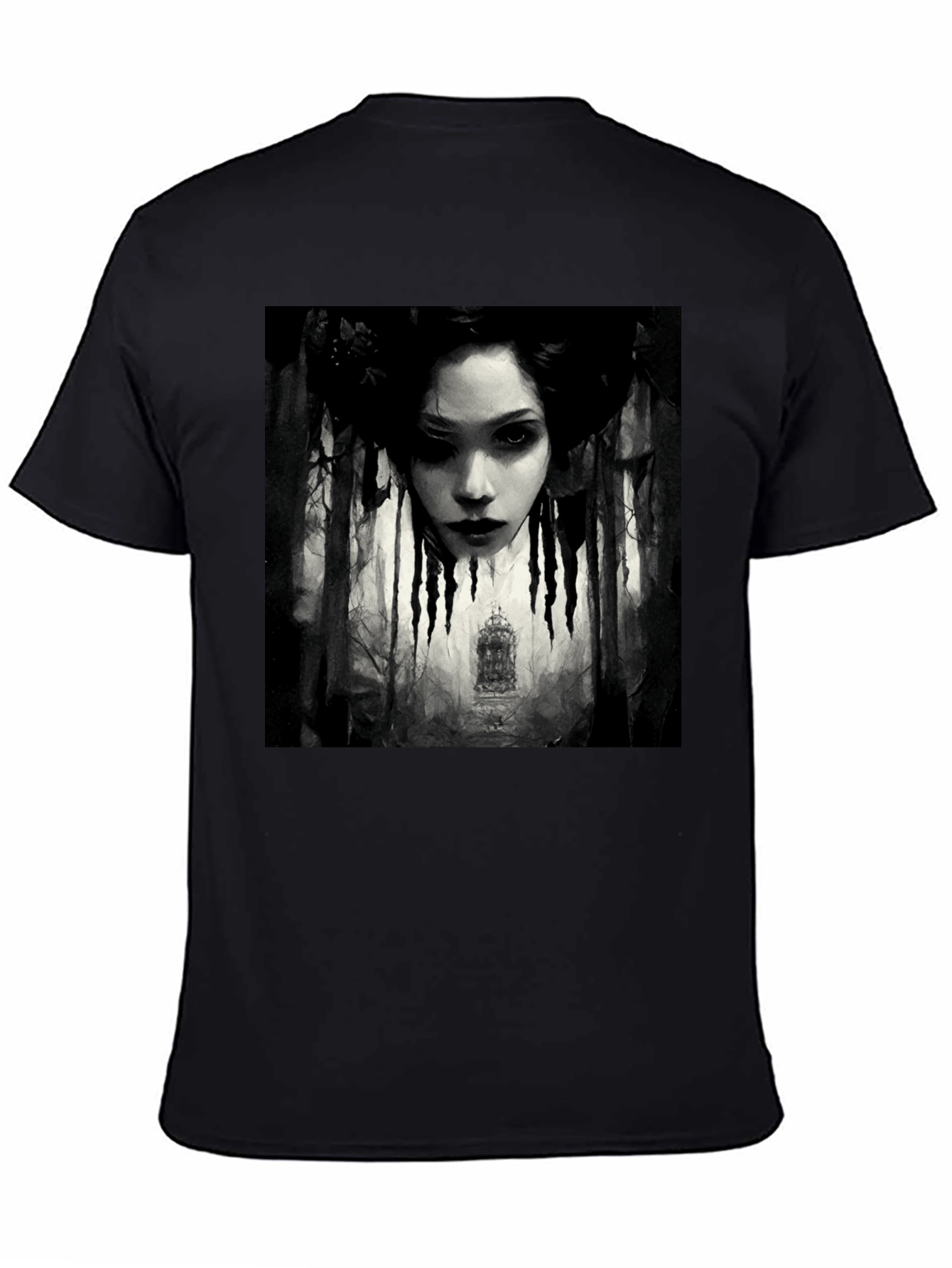 Gothic Portrait Graphic Tee - Black