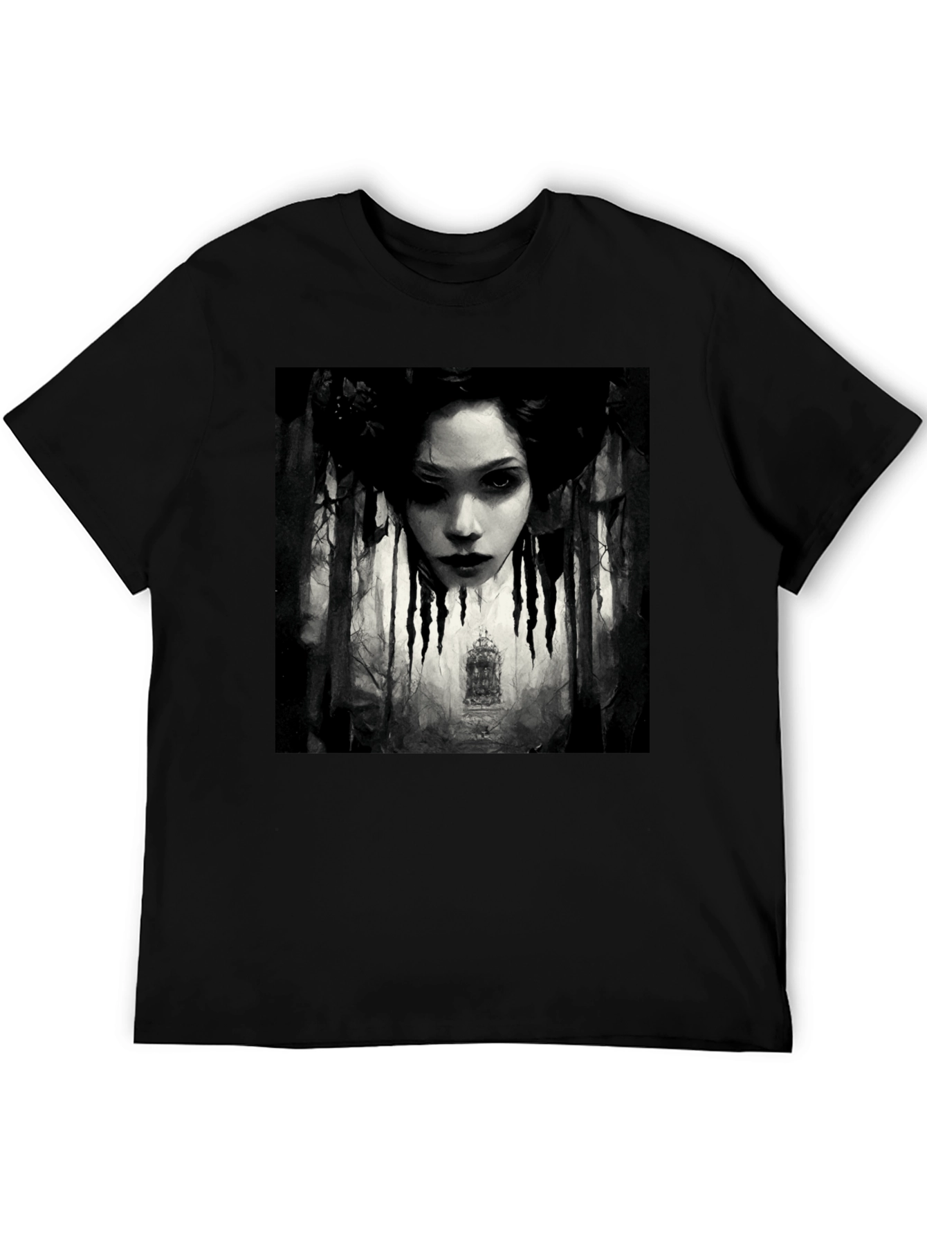 Gothic Portrait Graphic Tee - Black