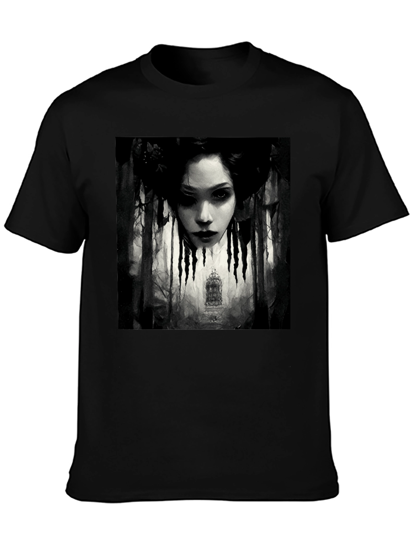 Gothic Portrait Graphic Tee - Black