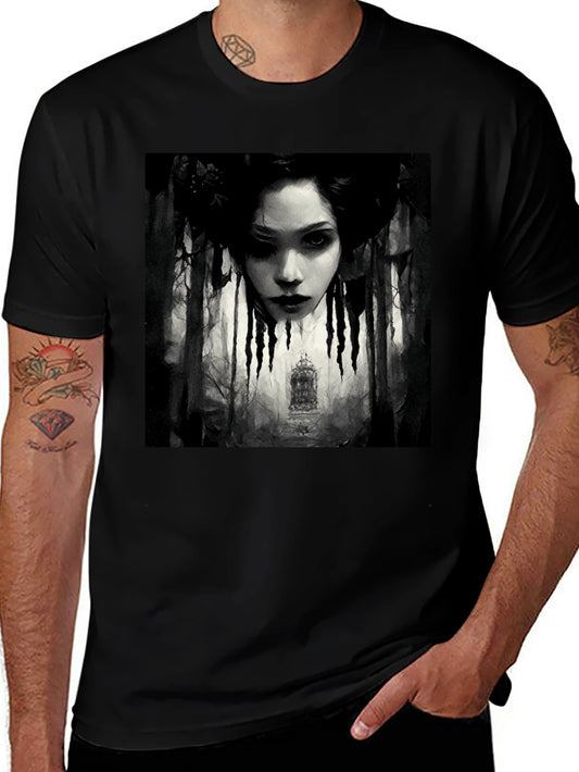 Gothic Portrait Graphic Tee - Black