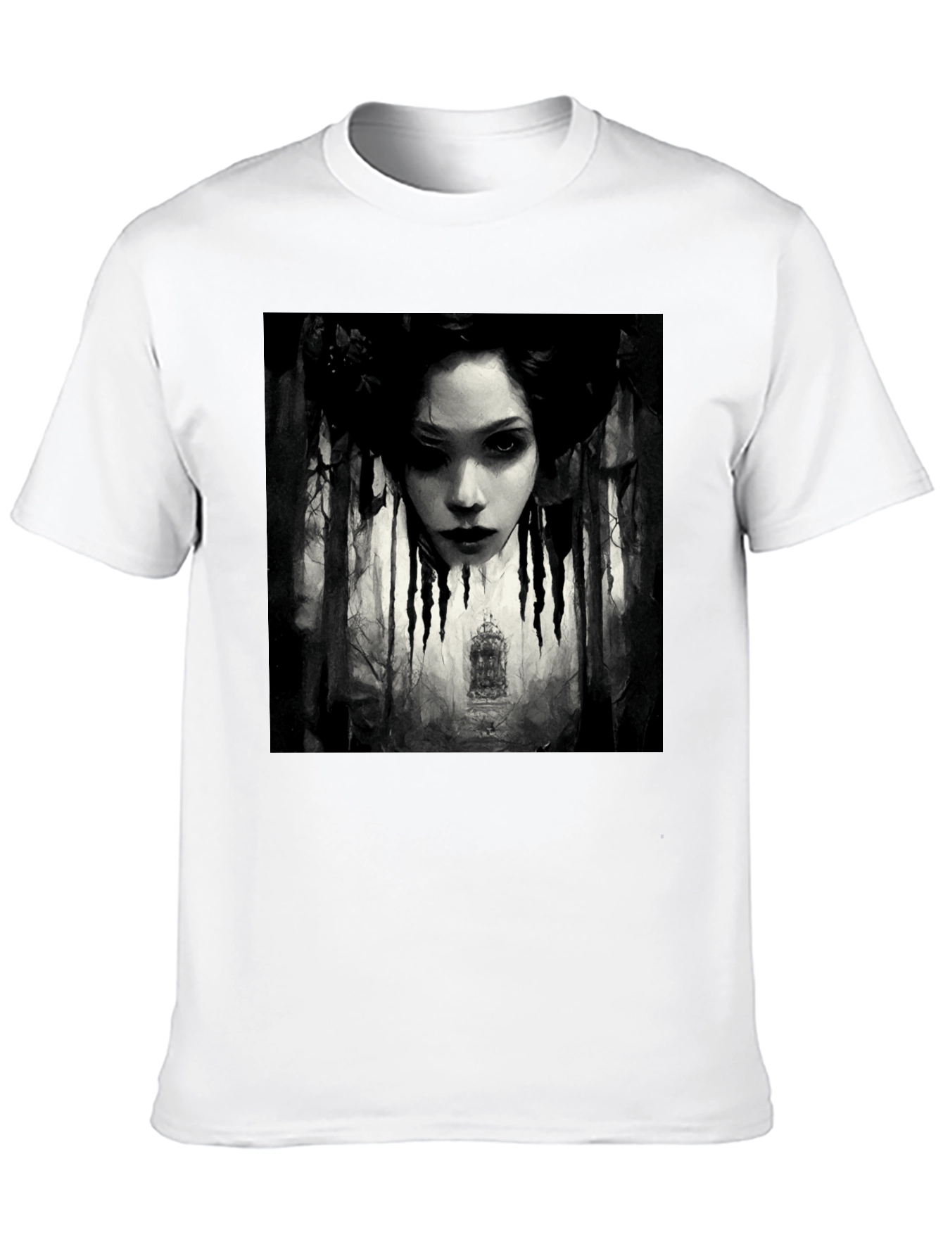 Gothic Portrait Graphic Tee - Black