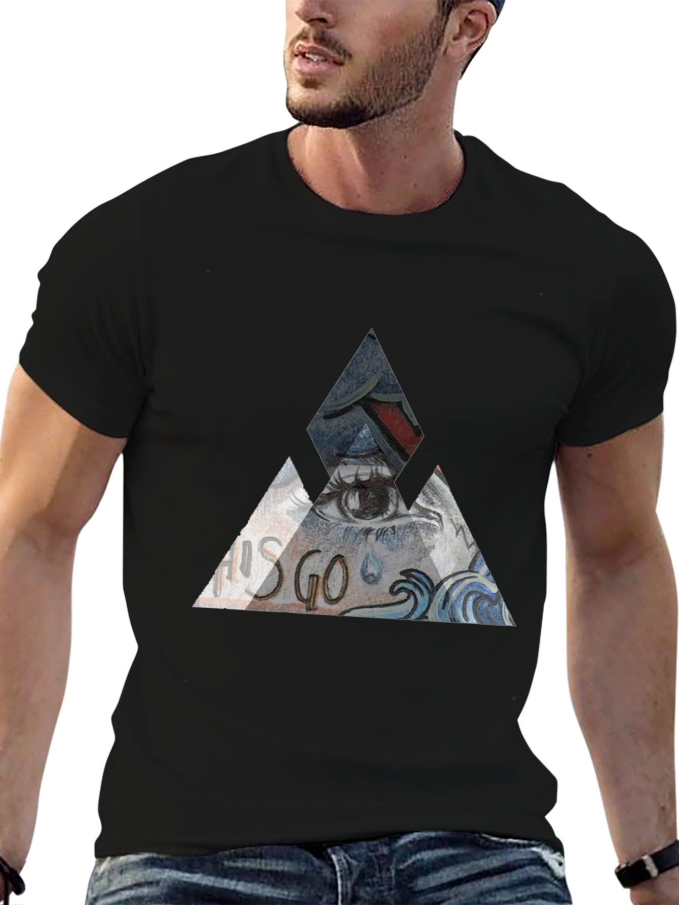 Abstract Triangle Eye Graphic T-Shirt