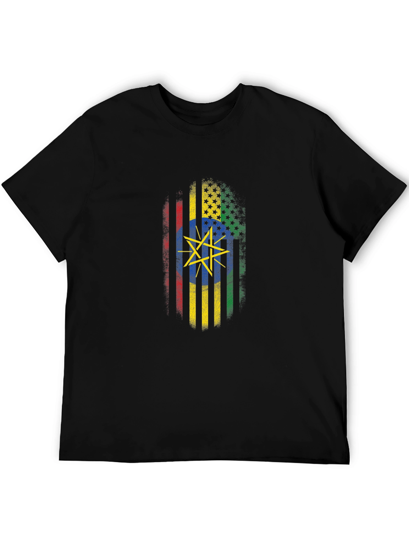 Ethiopian American Flag Graphic T-Shirt