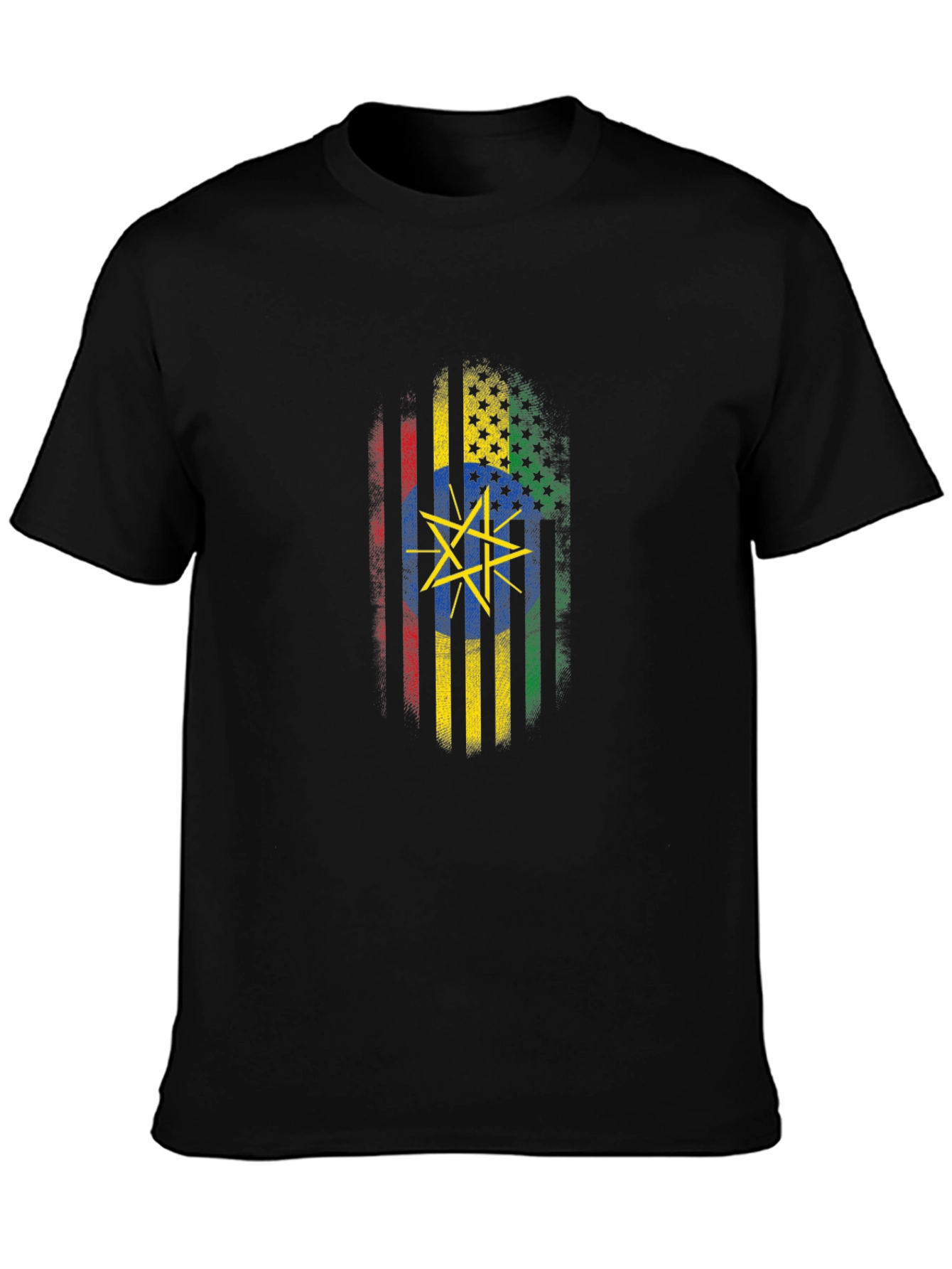 Ethiopian American Flag Graphic T-Shirt