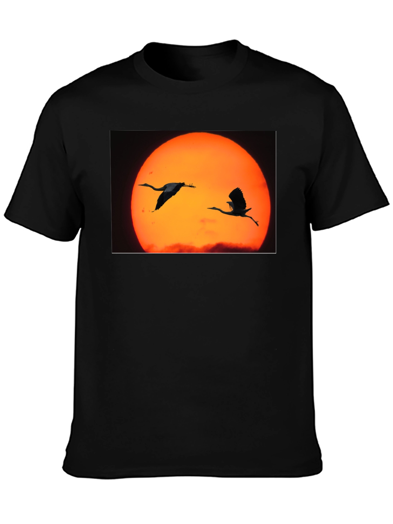 Sunset Birds Black T-Shirt