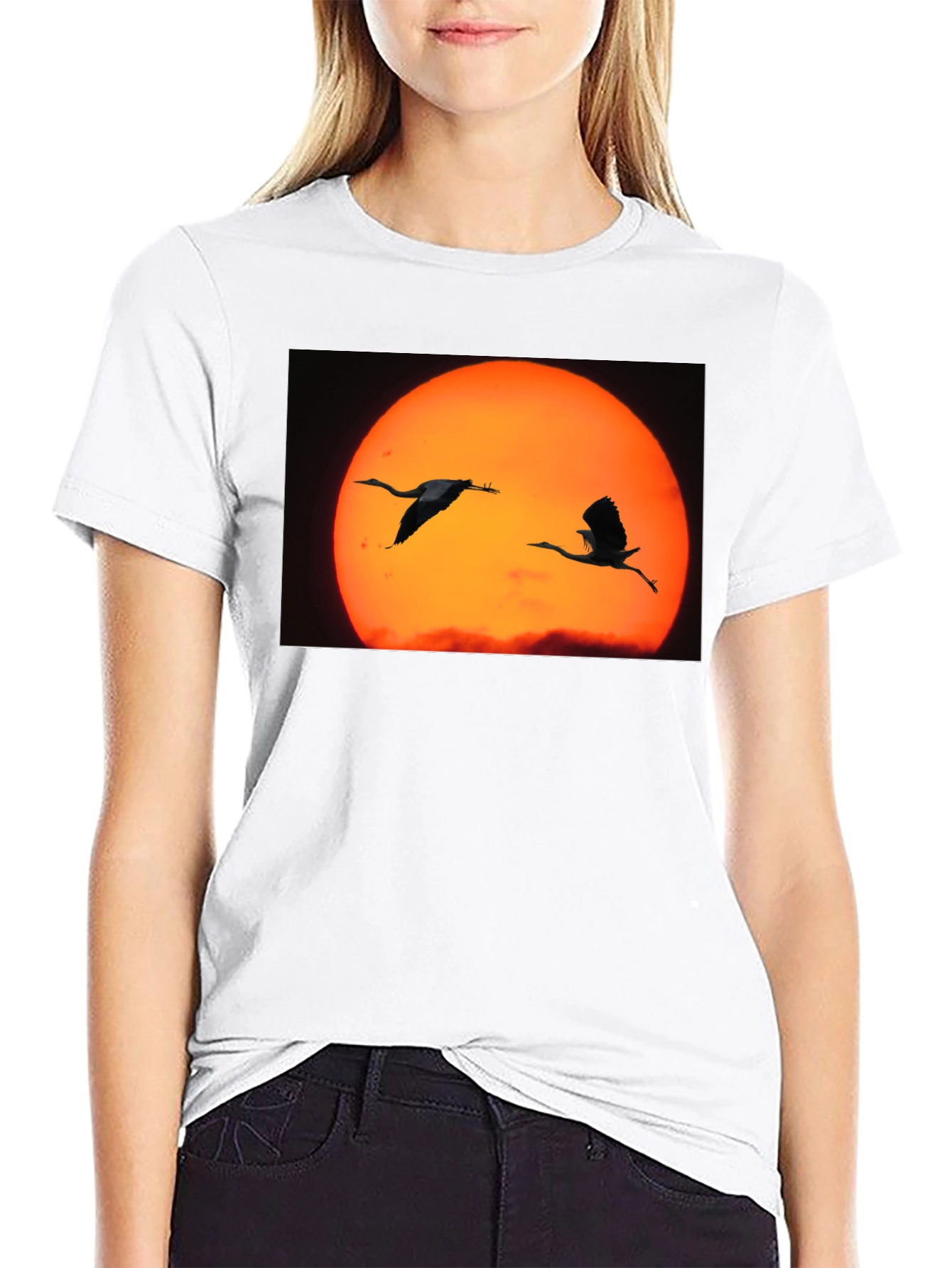 Sunset Birds Black T-Shirt