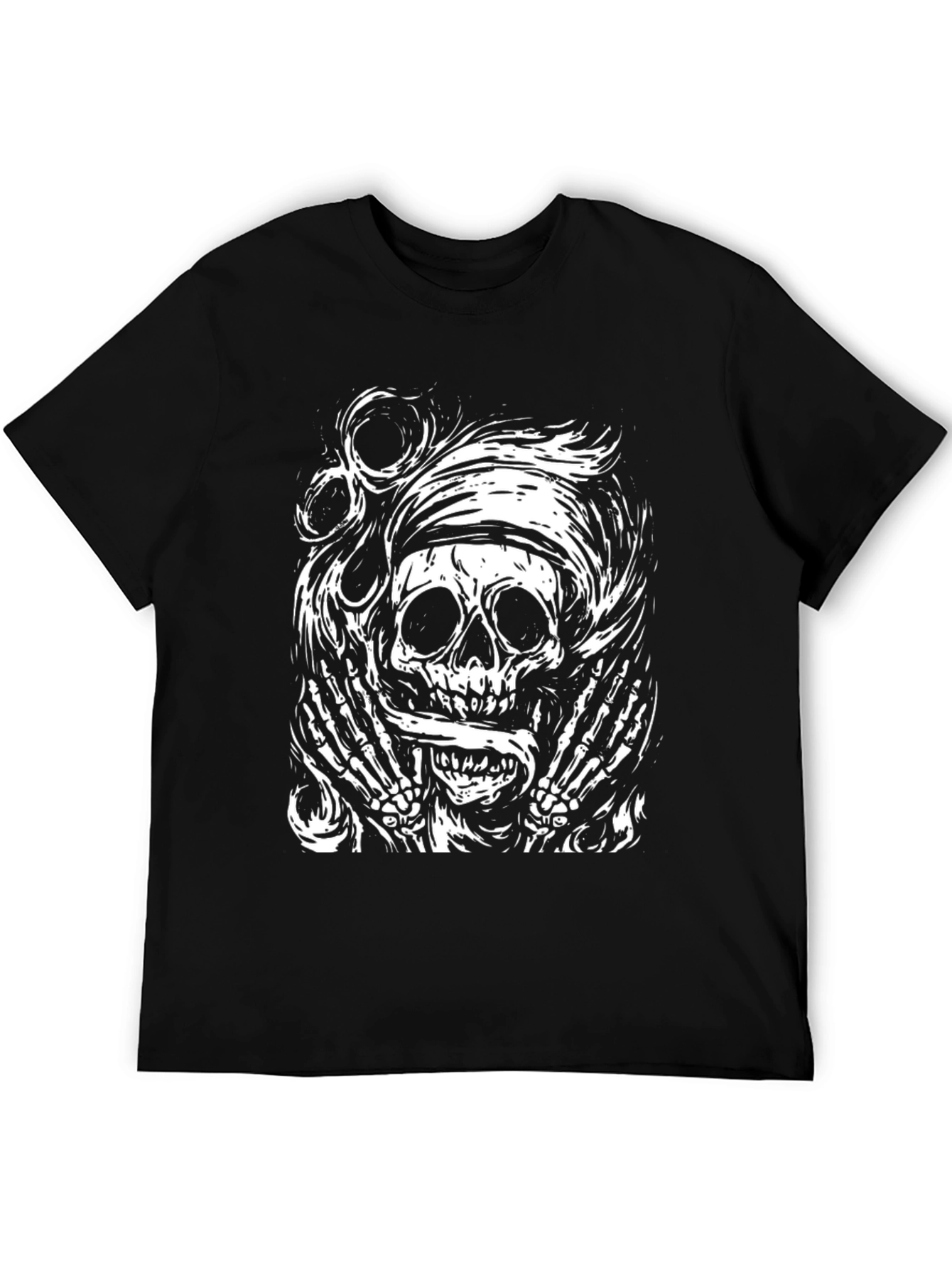 Skull Graphic Tee - Black Cotton T-Shirt