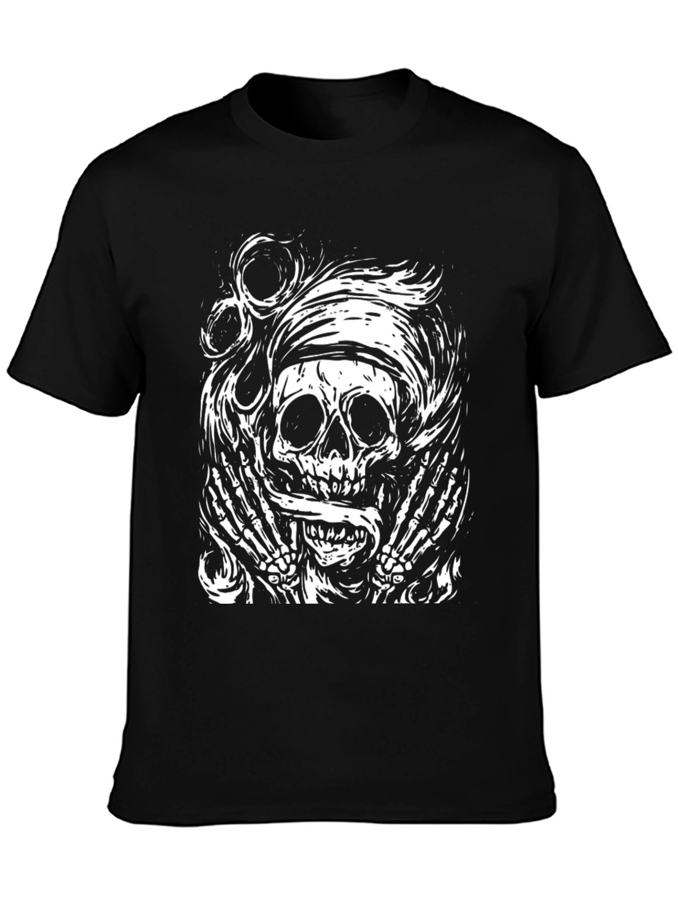 Skull Graphic Tee - Black Cotton T-Shirt