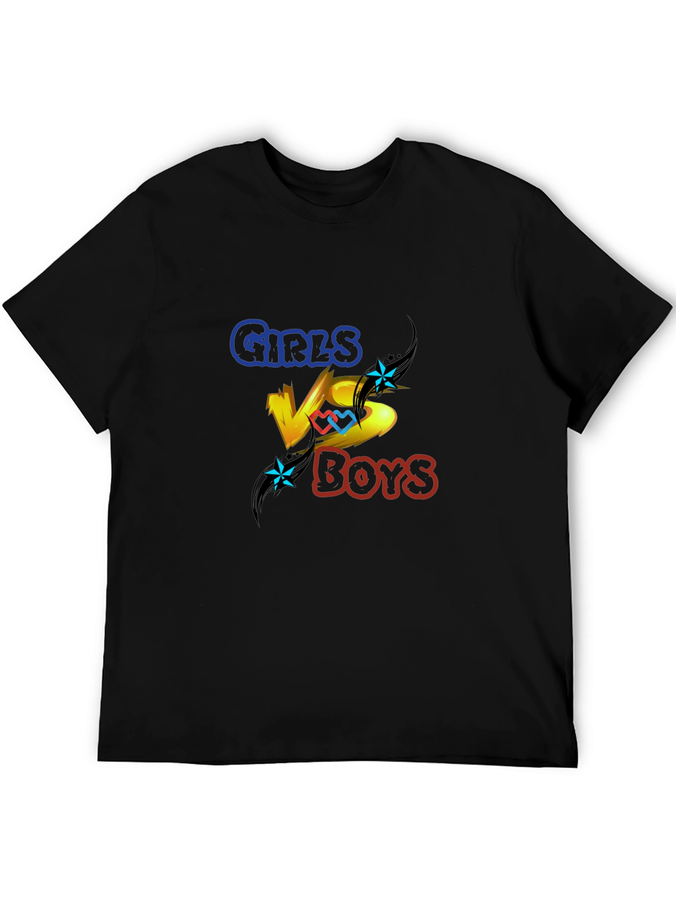 Girls vs Boys Graphic Print Crew Neck T-Shirt