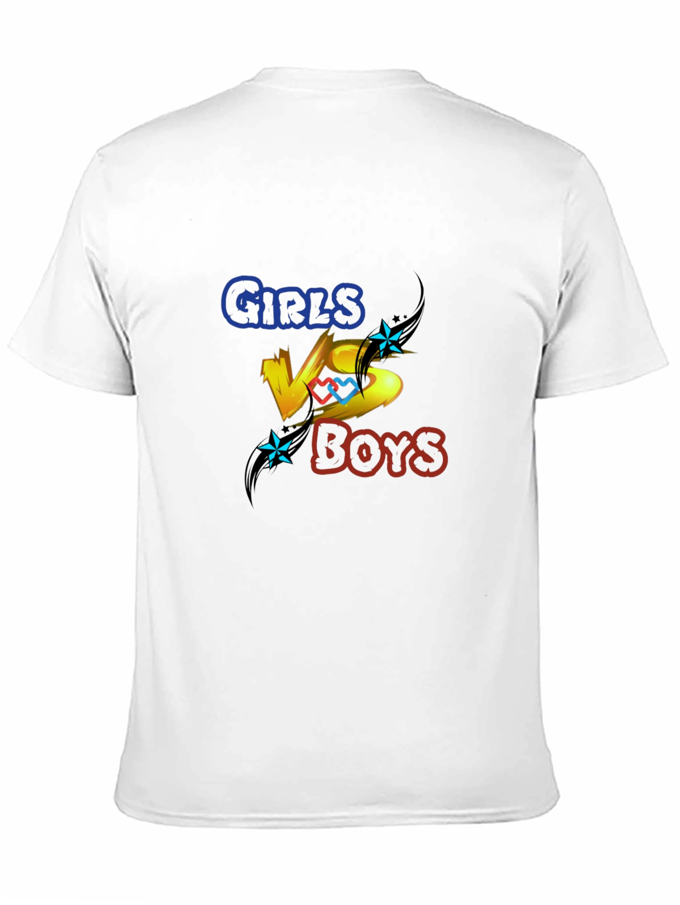 Girls vs Boys Graphic Print Crew Neck T-Shirt