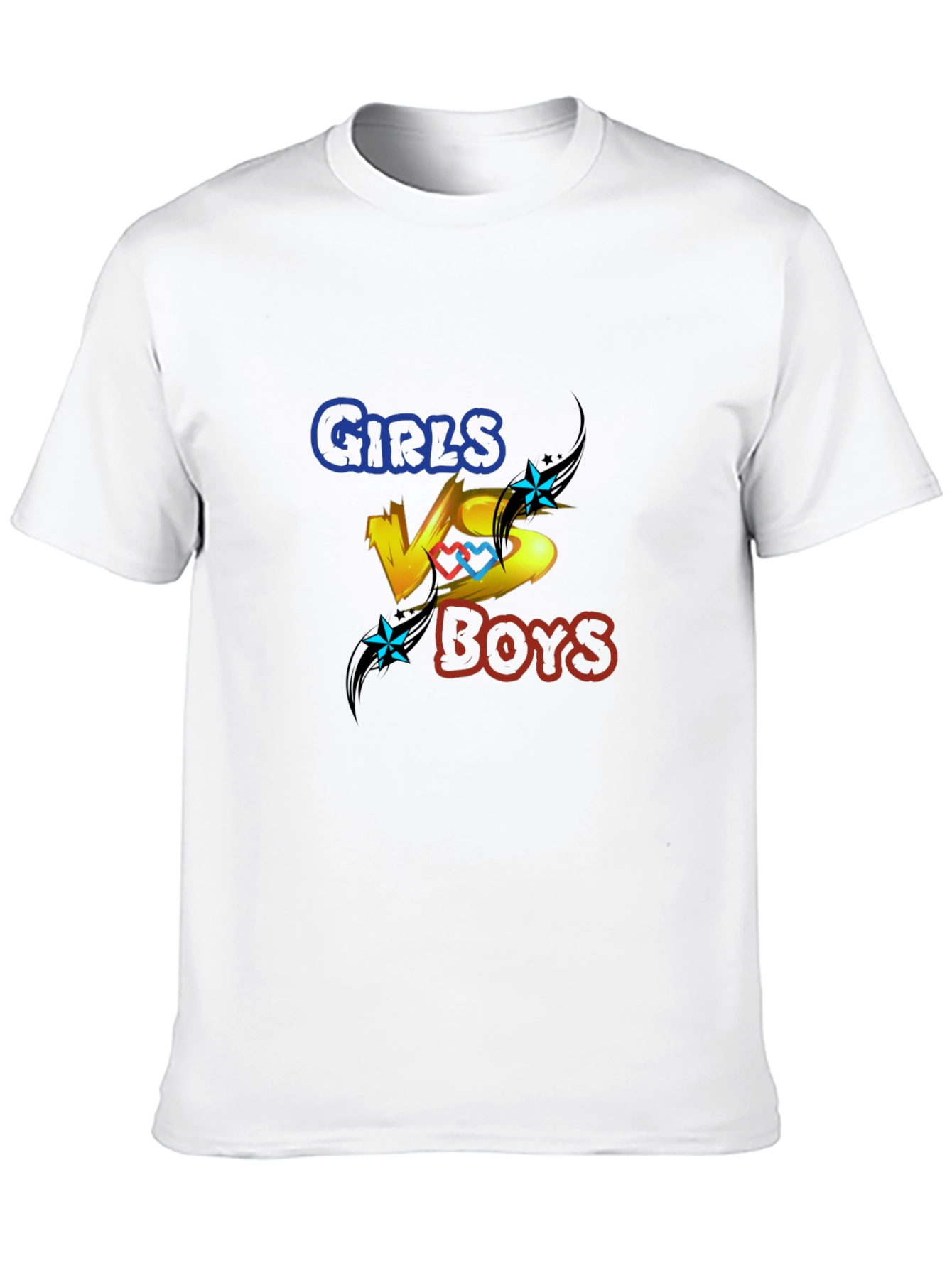 Girls vs Boys Graphic Print Crew Neck T-Shirt