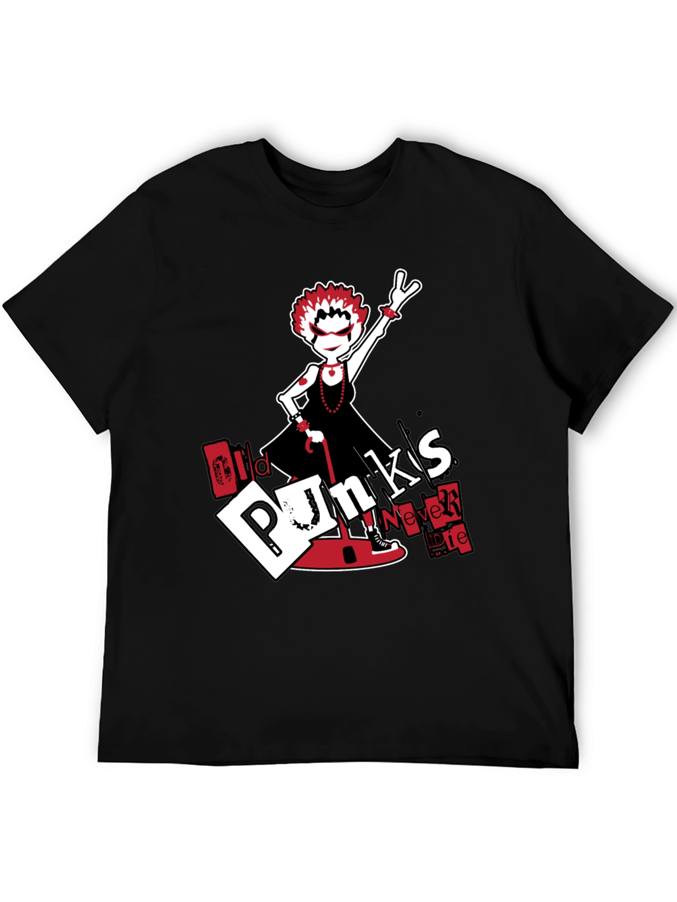Old Punks Never Die Black Graphic Tee