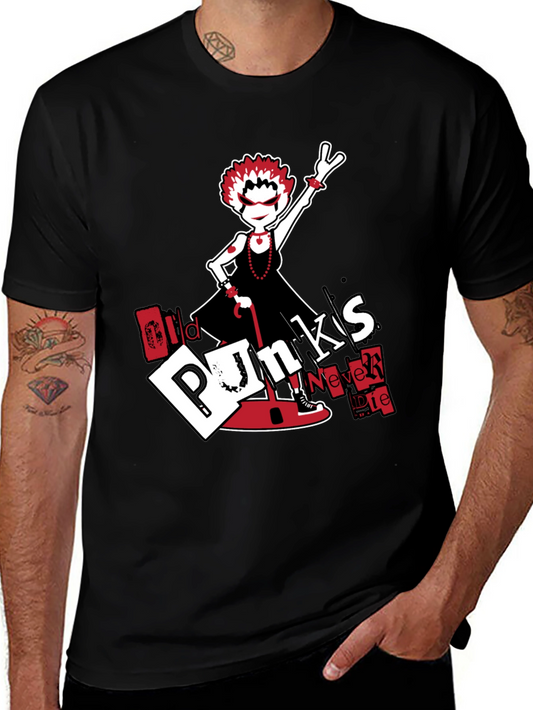 Old Punks Never Die Black Graphic Tee