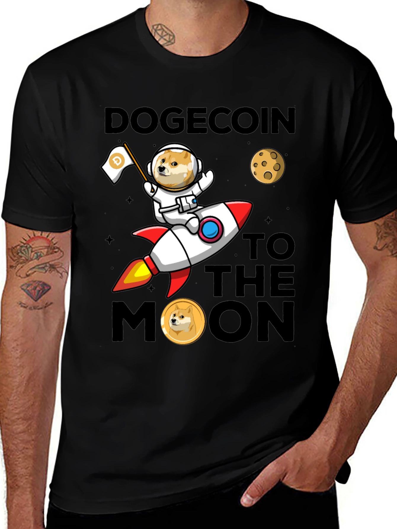 Dogecoin to the Moon Graphic T-Shirt